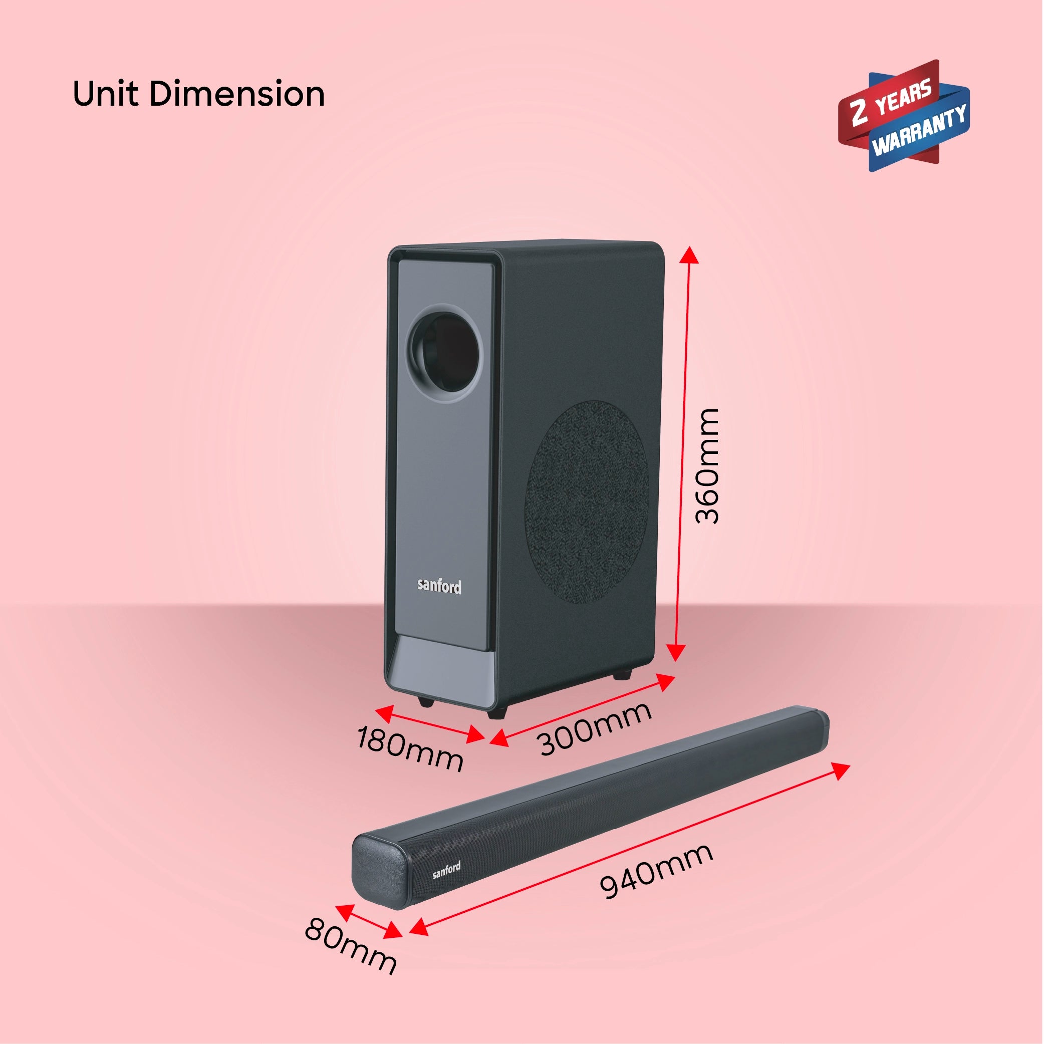 Sanford Bluetooth Soundbar 2.1 Channel 120W with Subwoofer - SF751SB Sanford KSA