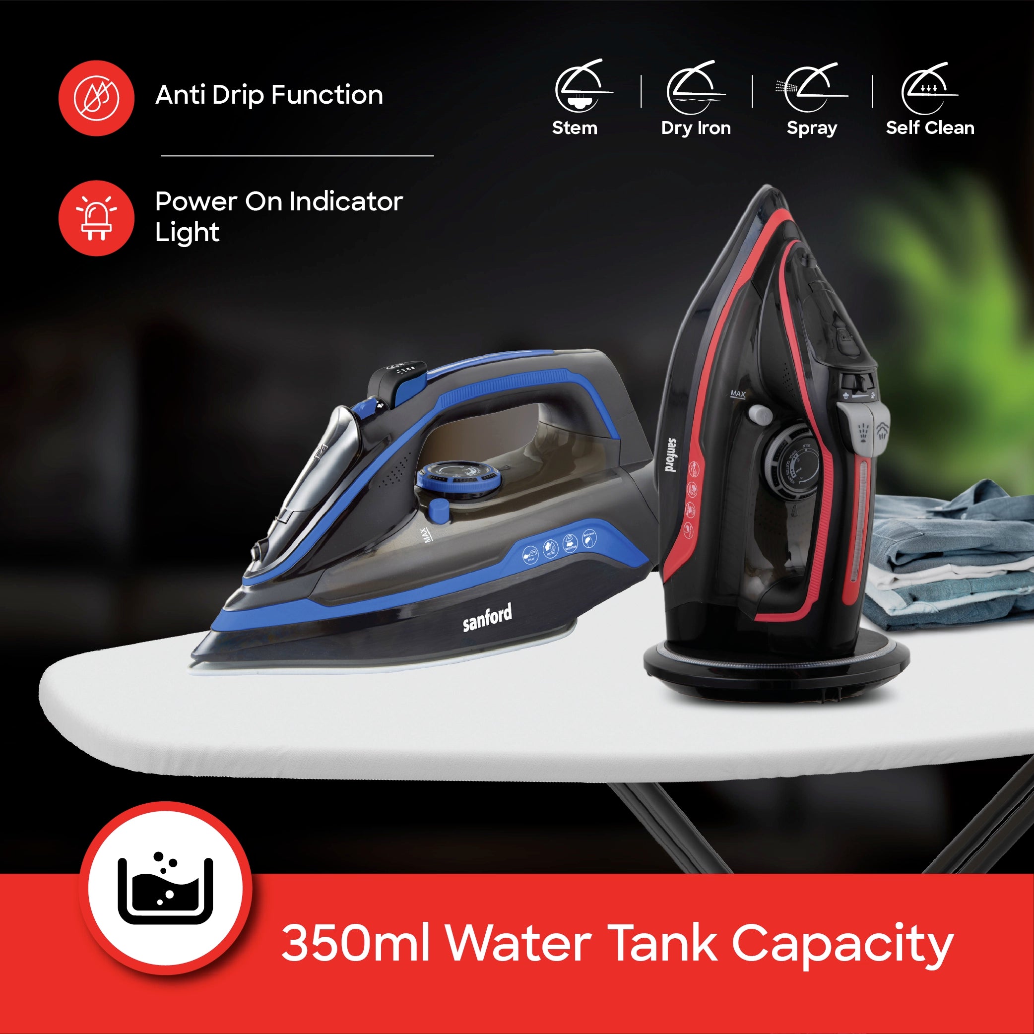 Sanford Steam Iron 2600W Cordless with Ceramic Soleplate and Adjustable Steam Control - SF79CSI Sanford KSA