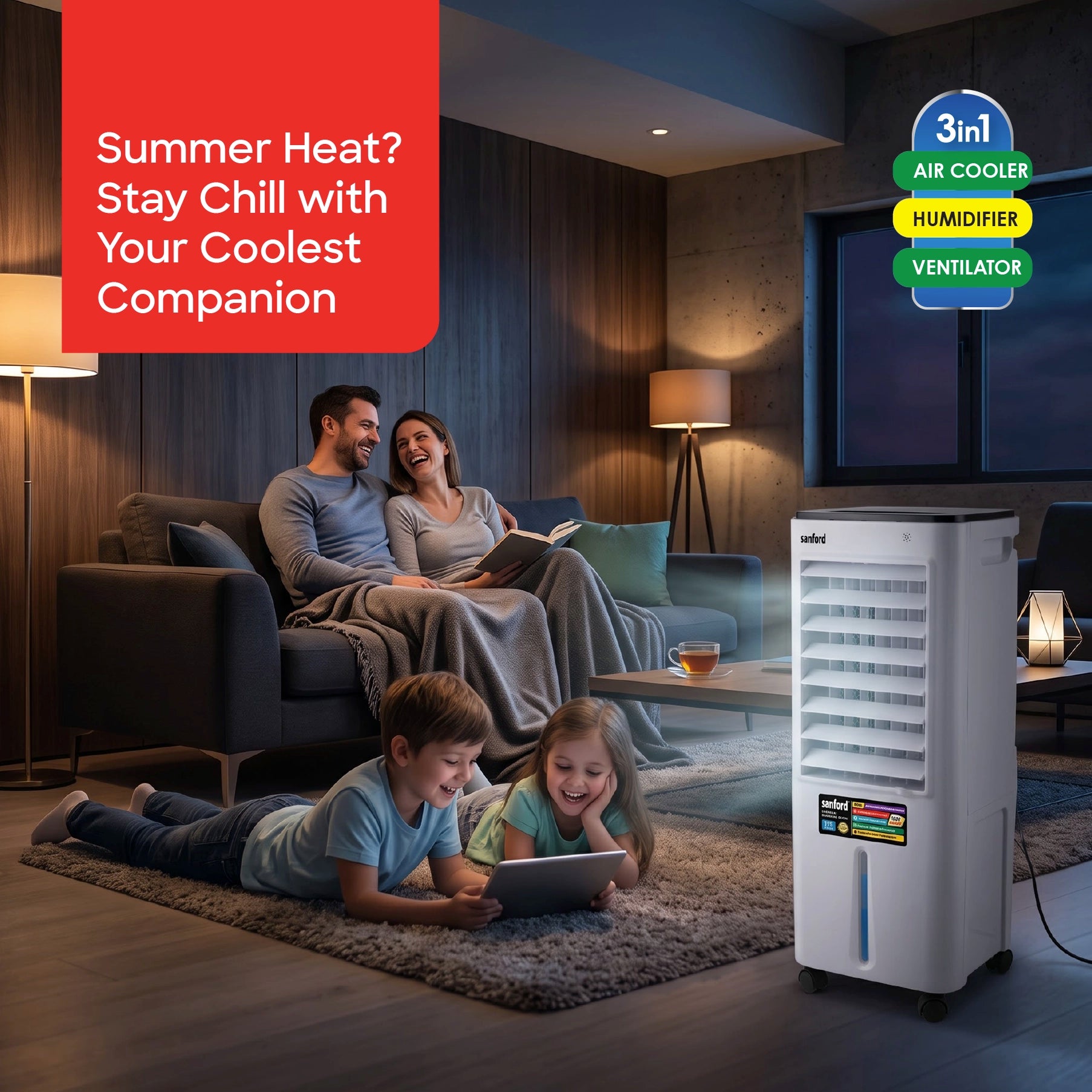 Sanford Air Cooler 3in1 17L Portable 80W with Remote Control - SF8104PAC Sanford KSA