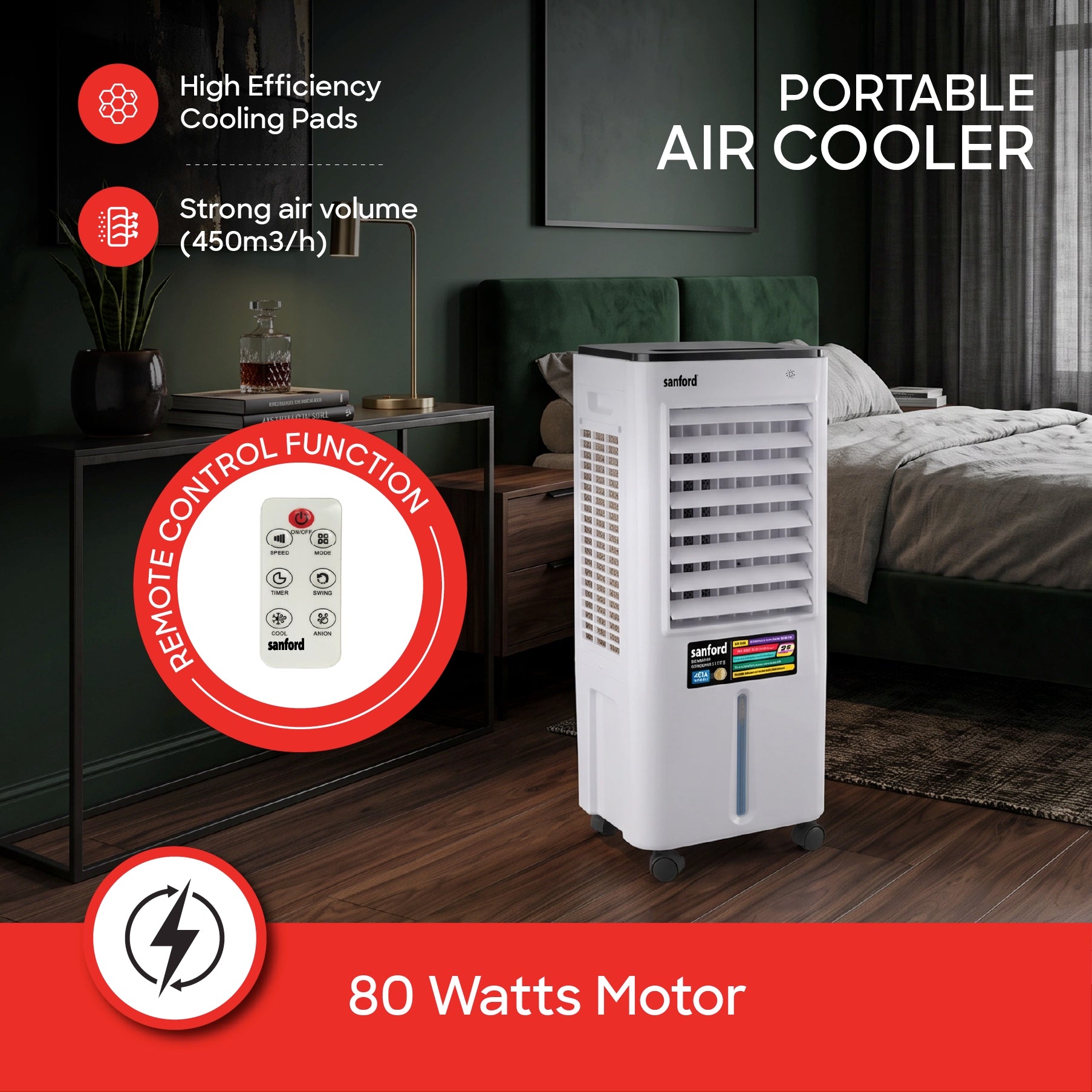 Sanford Air Cooler 3in1 17L Portable 80W with Remote Control - SF8104PAC Sanford KSA