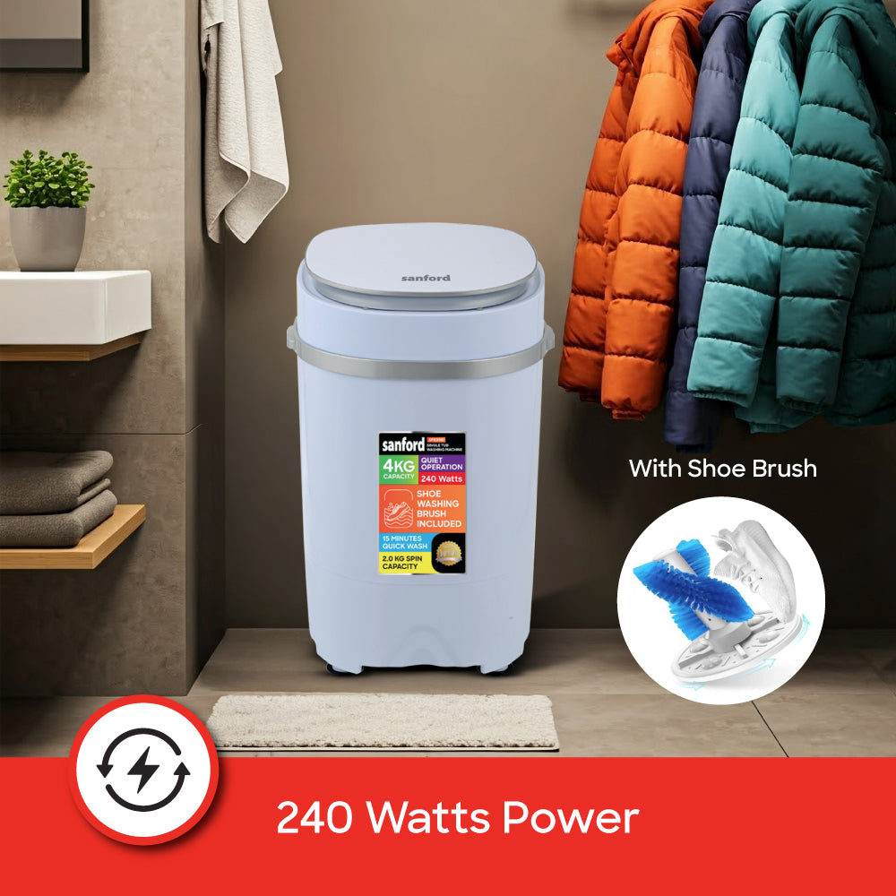 Sanford SF831W single tub machine 15-minute quick wash feature