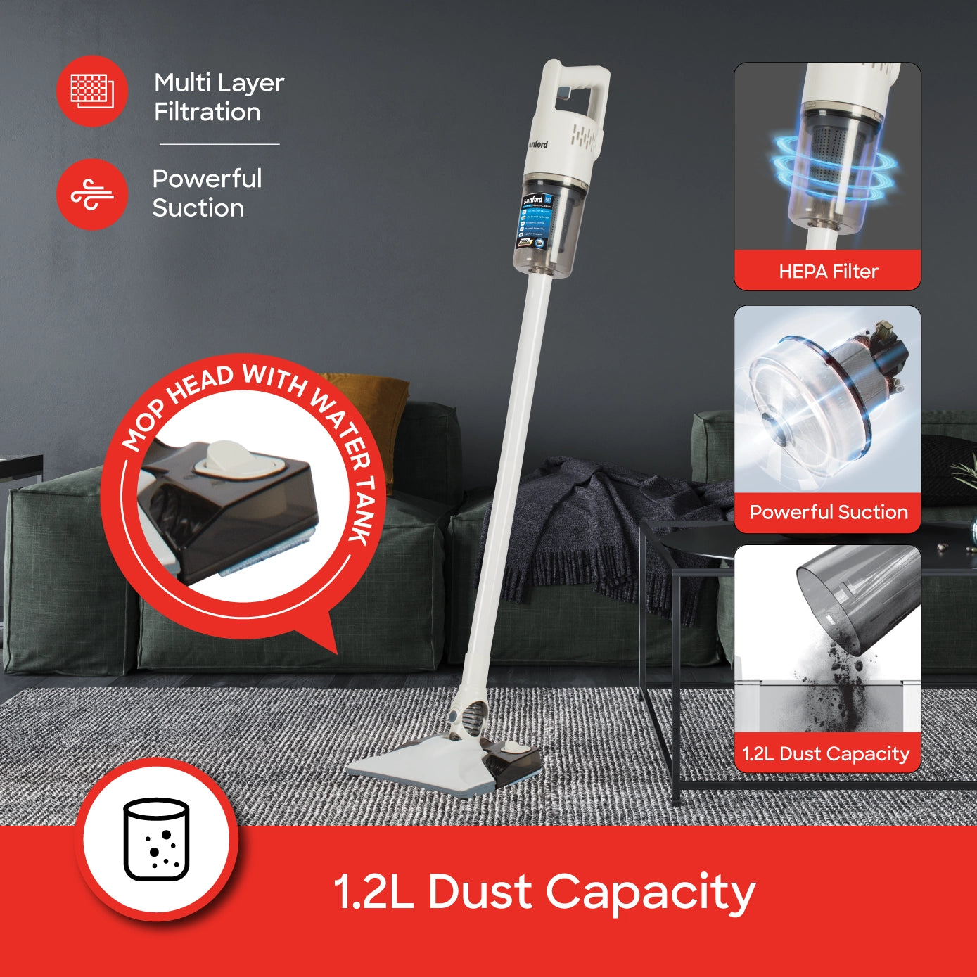Sanford Vacuum Cleaner 2in1 600W Vacuum & Mopping - SF876VC Sanford KSA