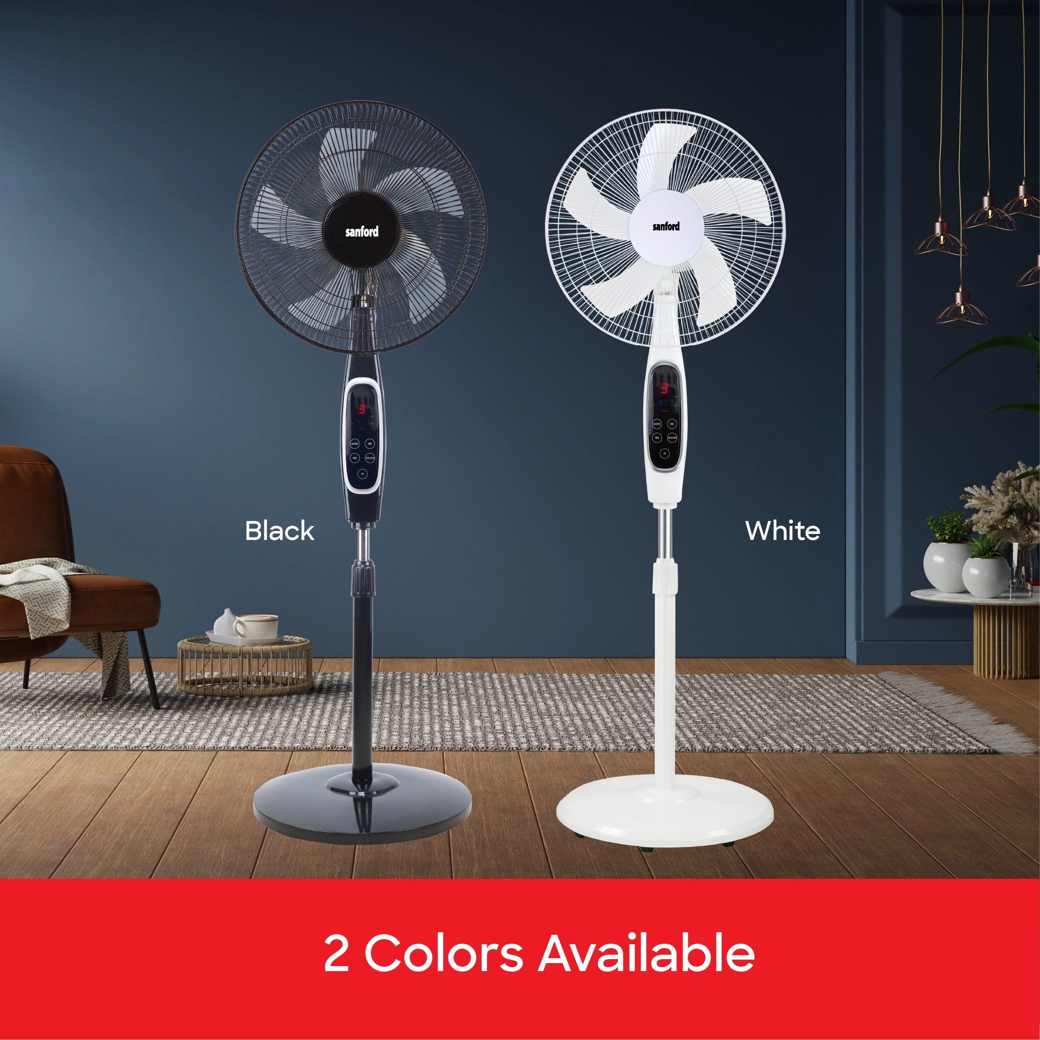 Sanford Stand Fan 18-Inch 60W with Remote Control, LED Display, 5-Blade Cooling - SF901SFN Sanford KSA