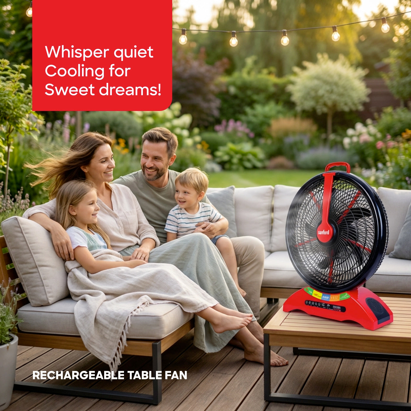 Sanford Rechargeable Table Fan KSA 14" 2 in 1 with LED Light - SF918RTF Sanford KSA