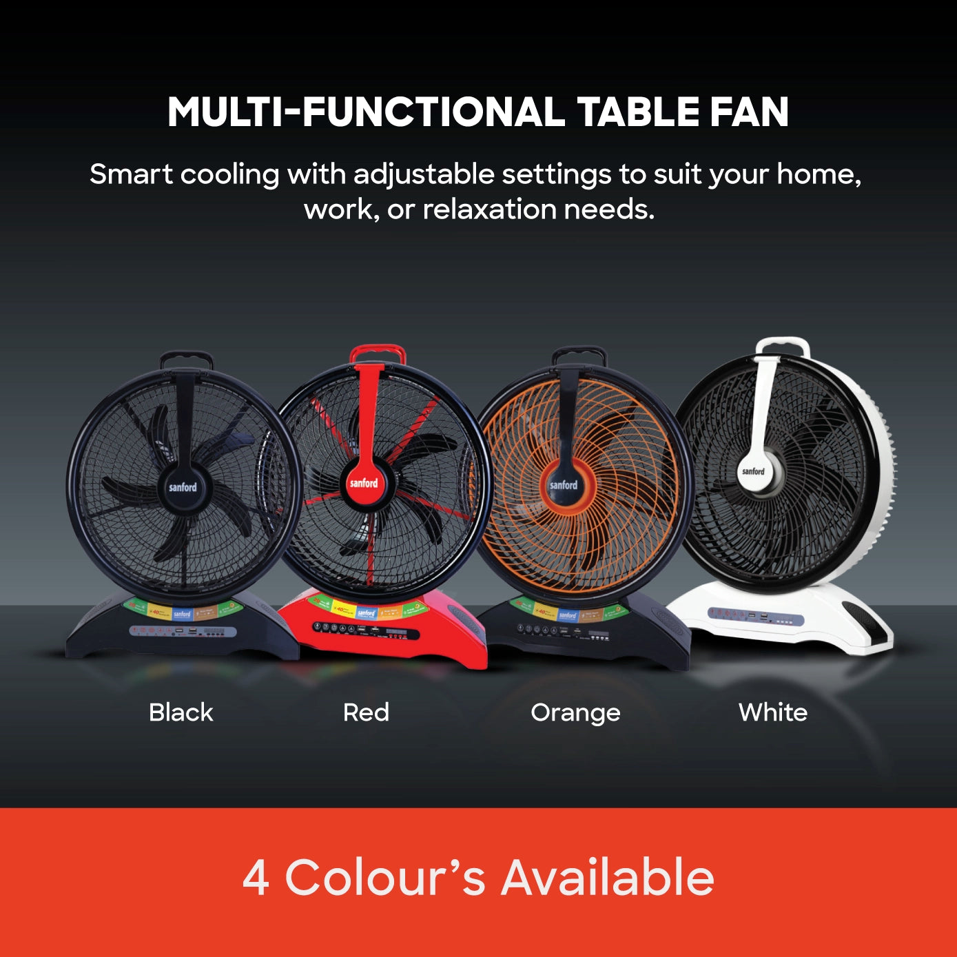 Sanford Rechargeable Table Fan KSA 14" 2 in 1 with LED Light - SF918RTF Sanford KSA