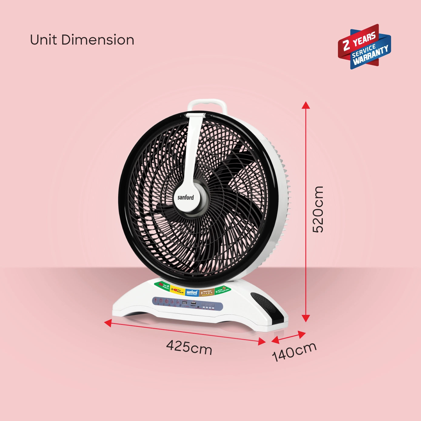 Sanford Rechargeable Table Fan KSA 14" 2 in 1 with LED Light - SF918RTF Sanford KSA