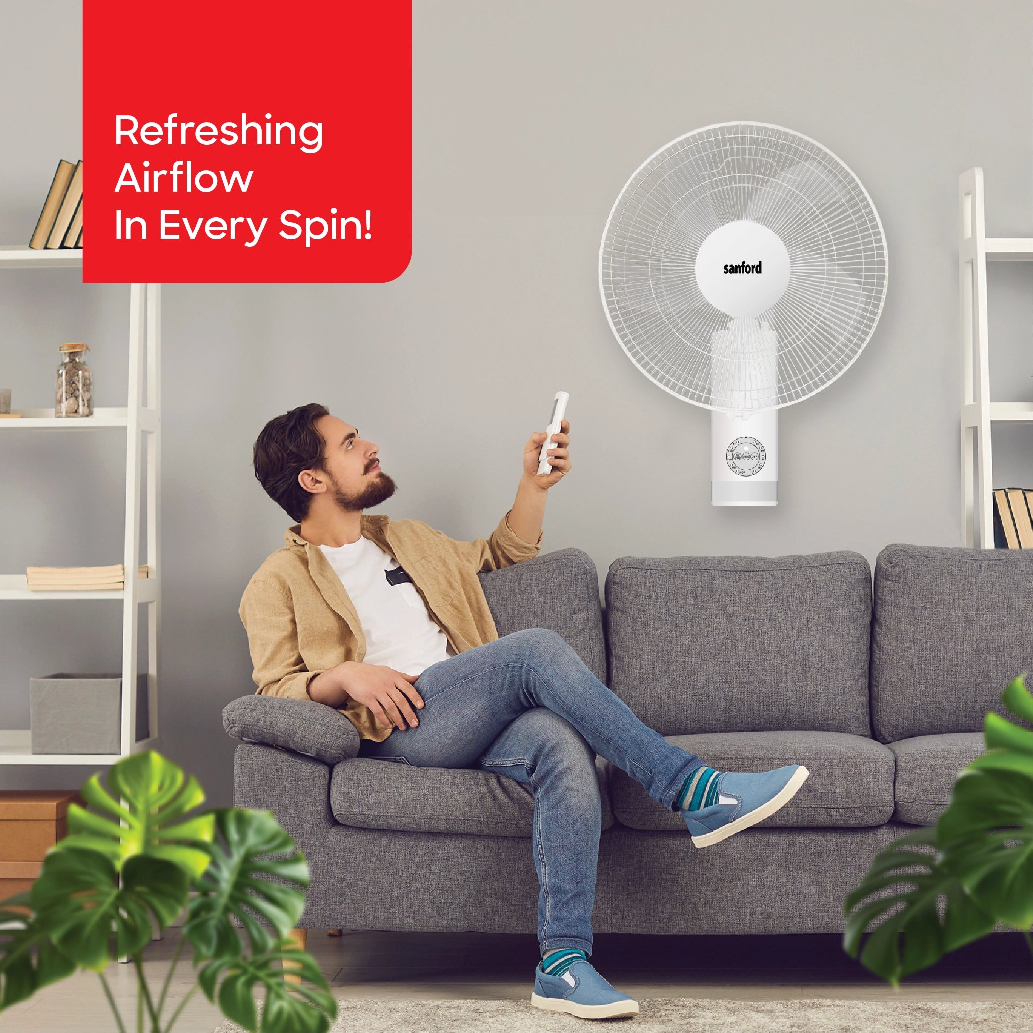 Sanford Wall Fan 16 Inch 60W with Remote Control - SF931WFN Sanford KSA