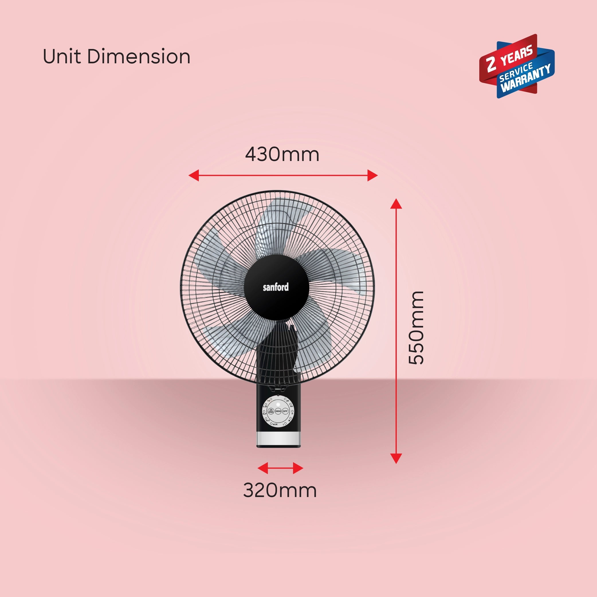 Sanford Wall Fan 16 Inch 60W with Remote Control - SF931WFN Sanford KSA