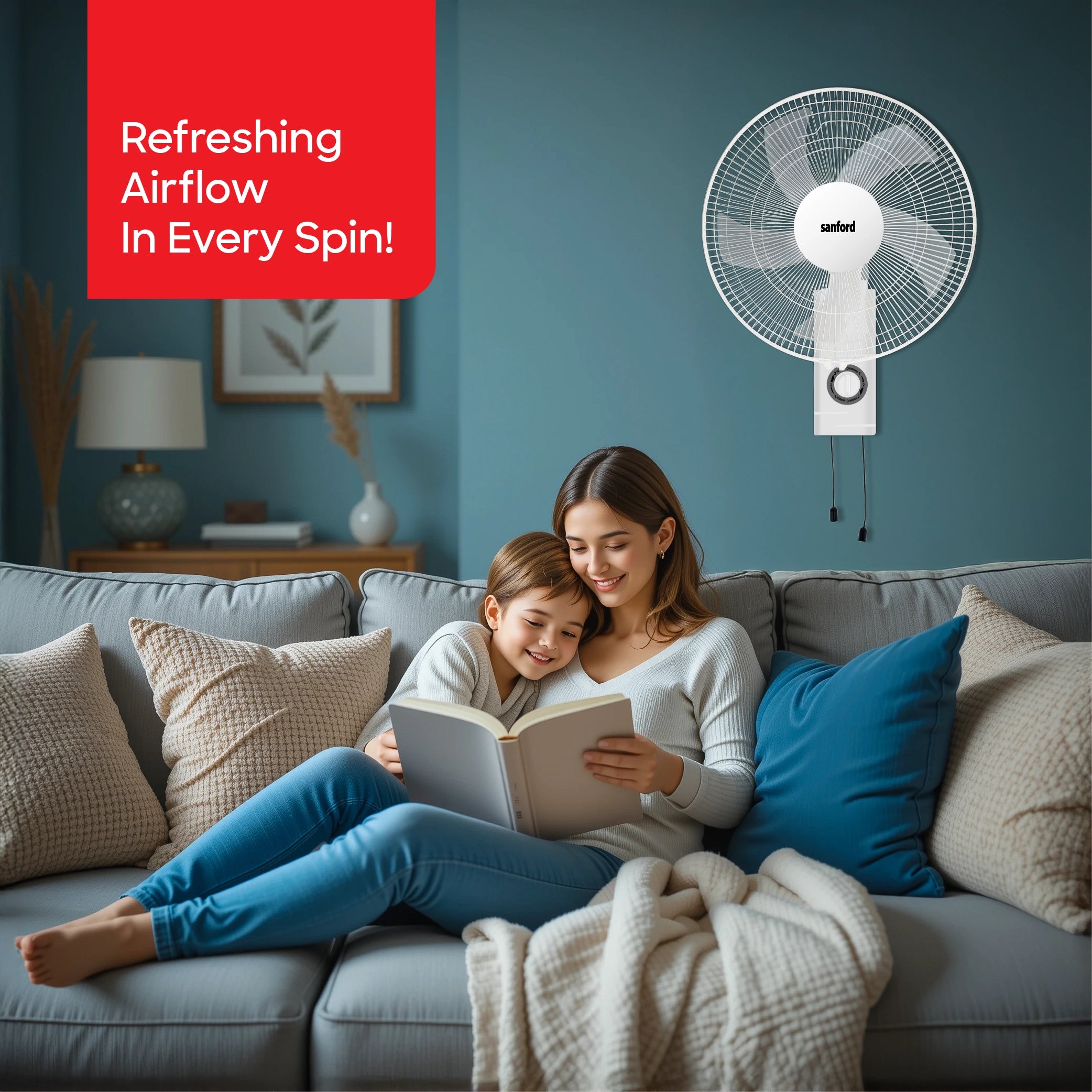 Sanford Wall Fan 16-Inch 60W with High Airflow and Full Copper Motor - SF932WFN Sanford KSA
