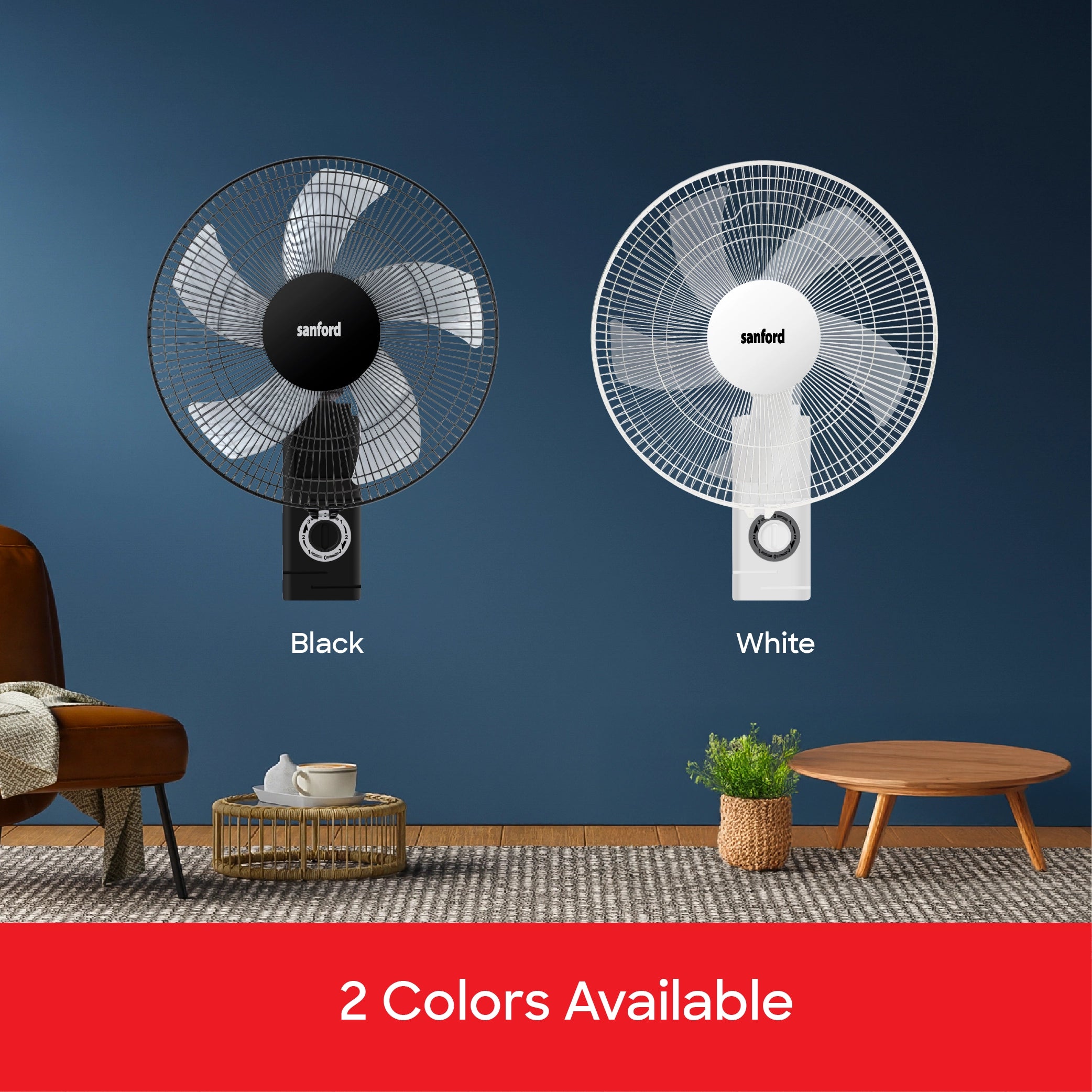Sanford Wall Fan 16-Inch 60W with High Airflow and Full Copper Motor - SF932WFN Sanford KSA