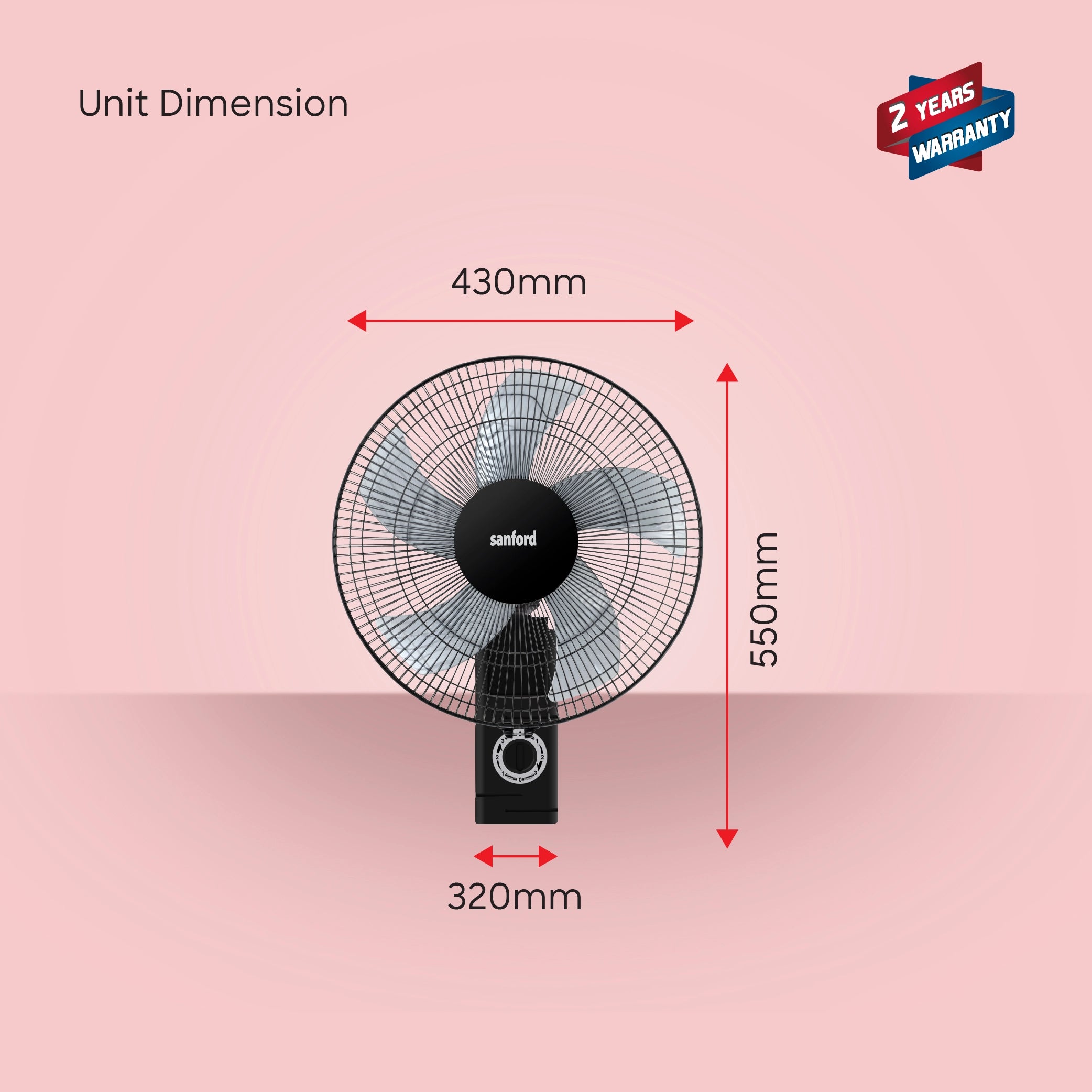 Sanford Wall Fan 16-Inch 60W with High Airflow and Full Copper Motor - SF932WFN Sanford KSA