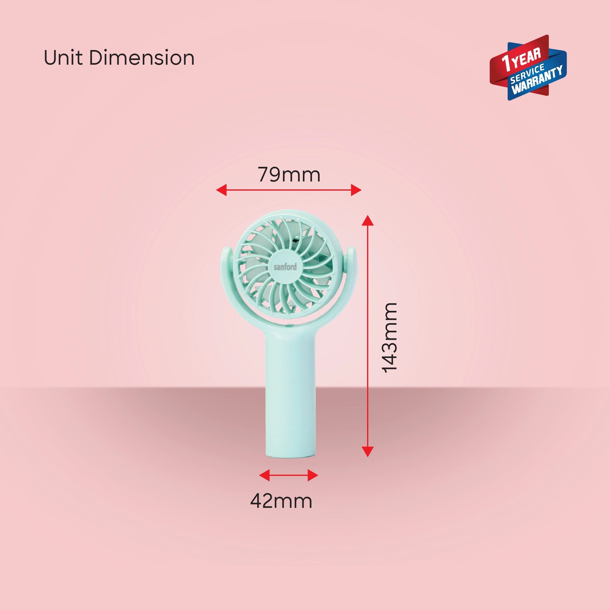 Sanford Hand Fan Rechargeable 600mAh with 5500RPM Motor and Tilt Head - SF935HFN Sanford KSA
