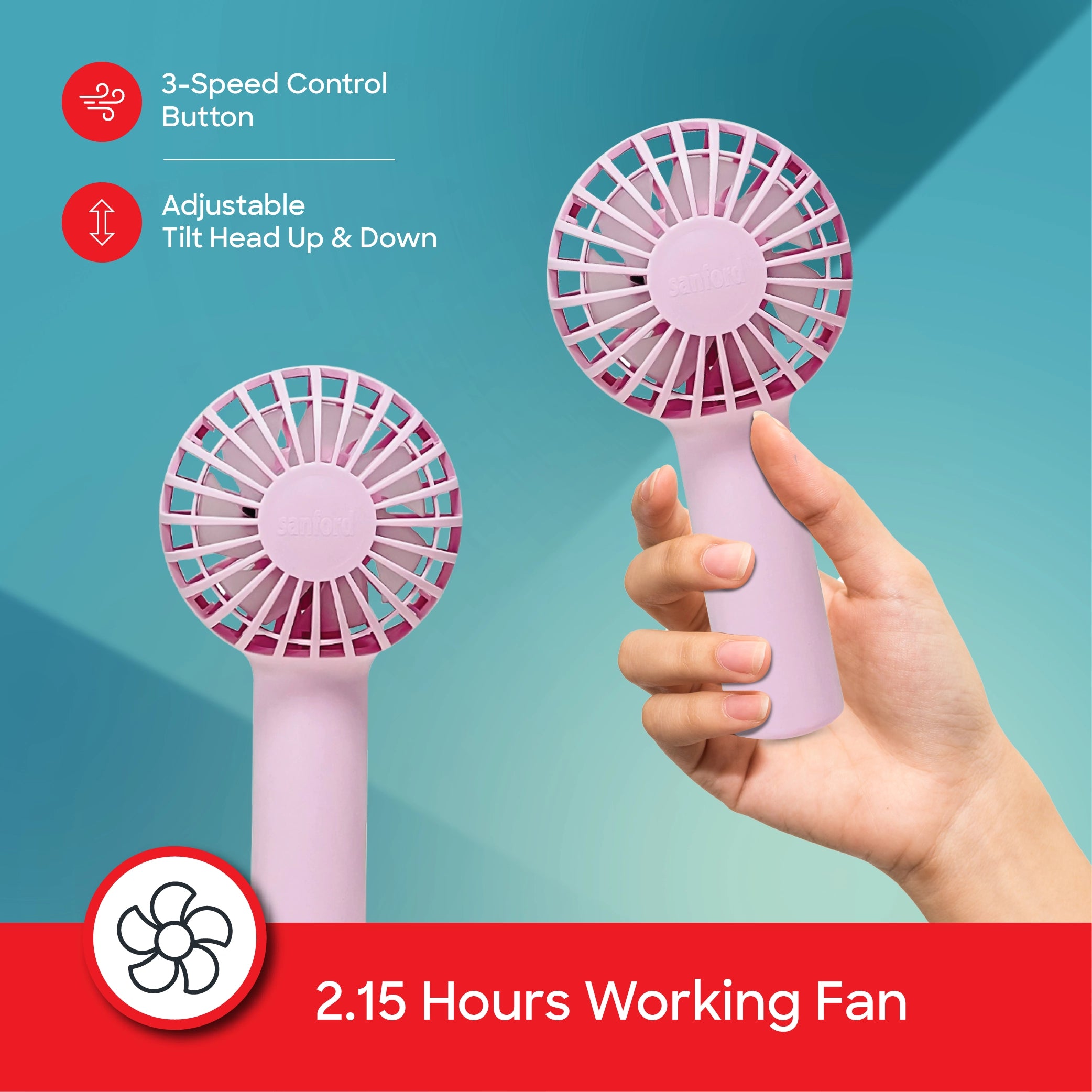 Sanford Hand Fan 600mAh Rechargeable with 5500RPM Brushless Motor - SF935HFN-A Sanford KSA
