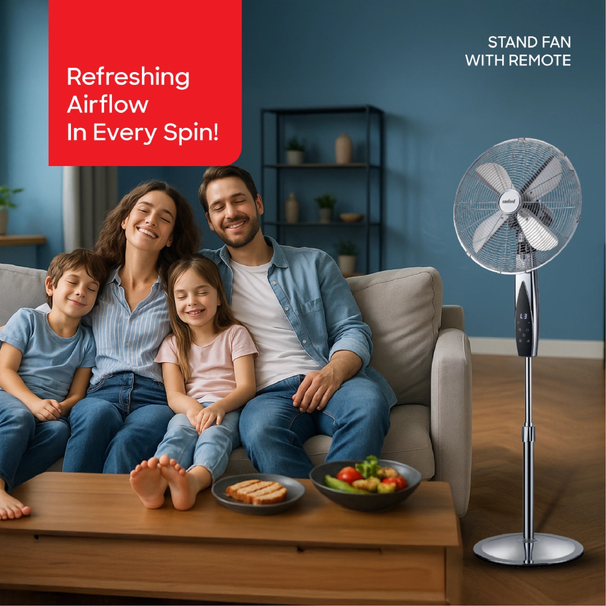 Sanford Metal Stand Fan 16-Inch 55W with Remote Control and LED Display - SF945SFN Sanford KSA