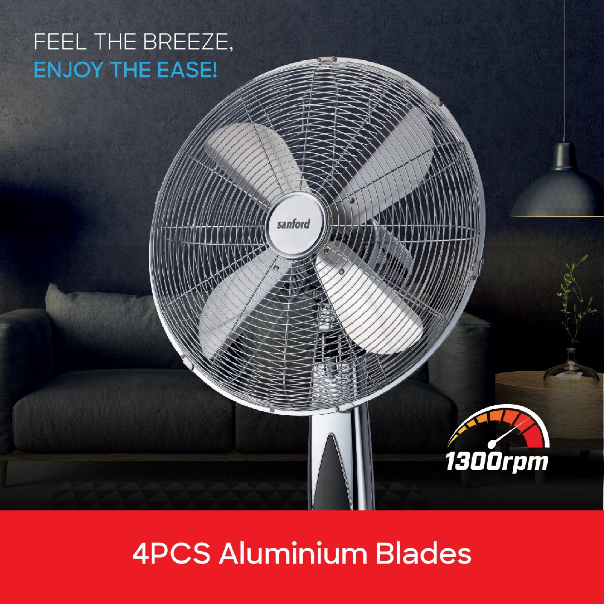 Sanford Metal Stand Fan 16-Inch 55W with Remote Control and LED Display - SF945SFN Sanford KSA