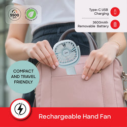 Sanford Hand Fan Rechargeable Power Bank 3 Speed USB Charging Compact Design - SF950HFN