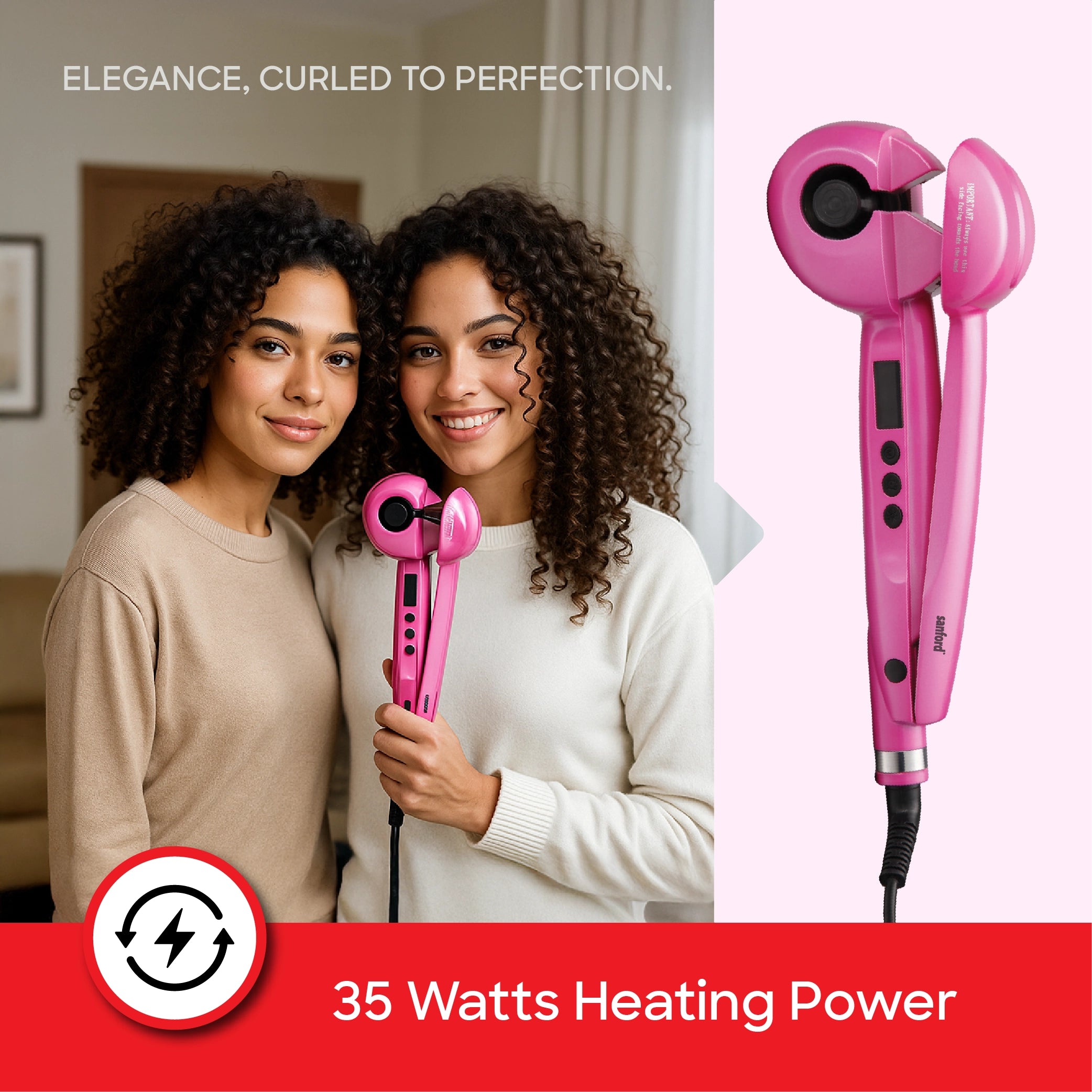 Sanford Auto Hair Curler 35W with LCD Display & Auto Curl Direction Control - SF9664AHCL Sanford KSA
