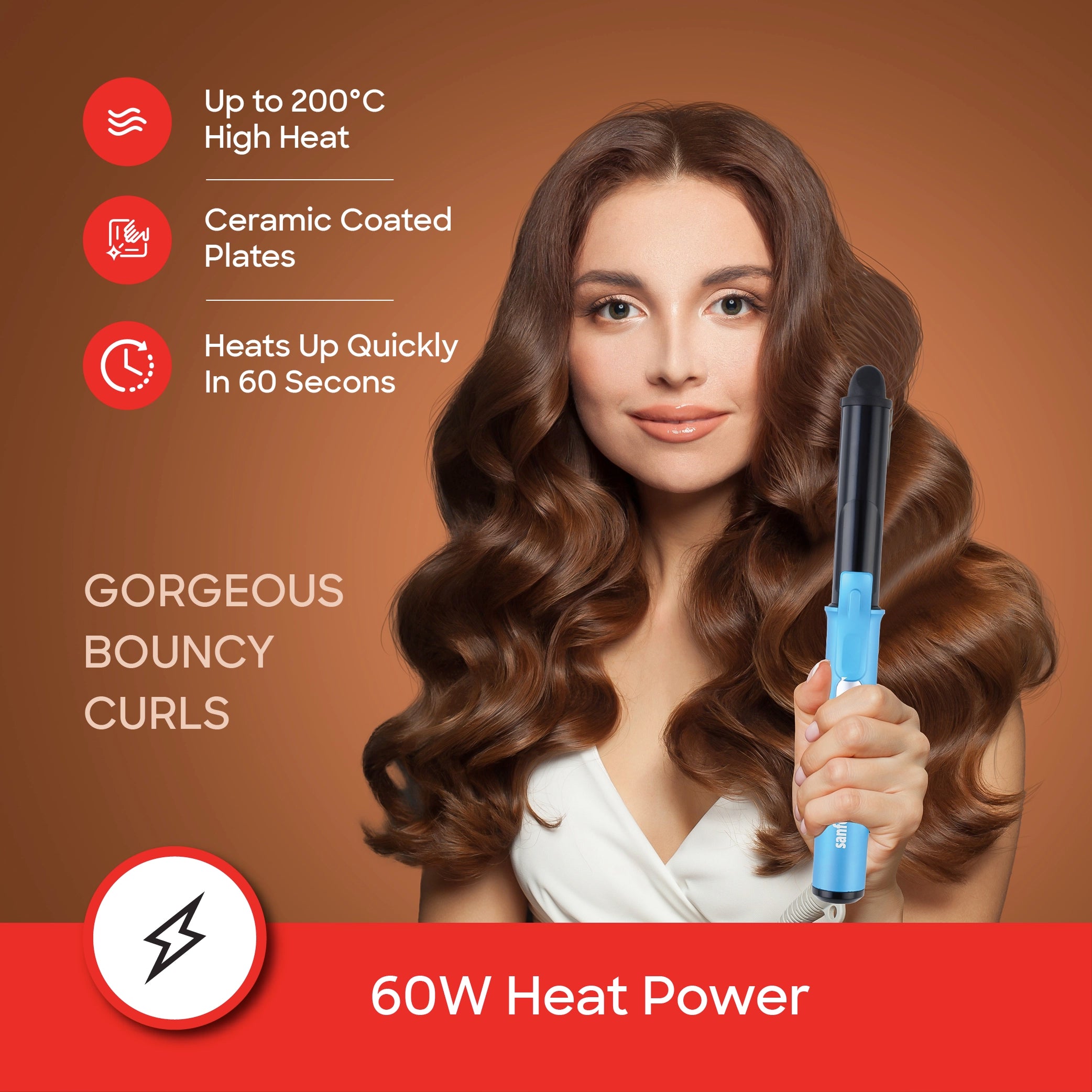 Sanford 5-in-1 Hair Styling Kit with Dryer, Straightener & Curler - SF9679PCC Sanford KSA