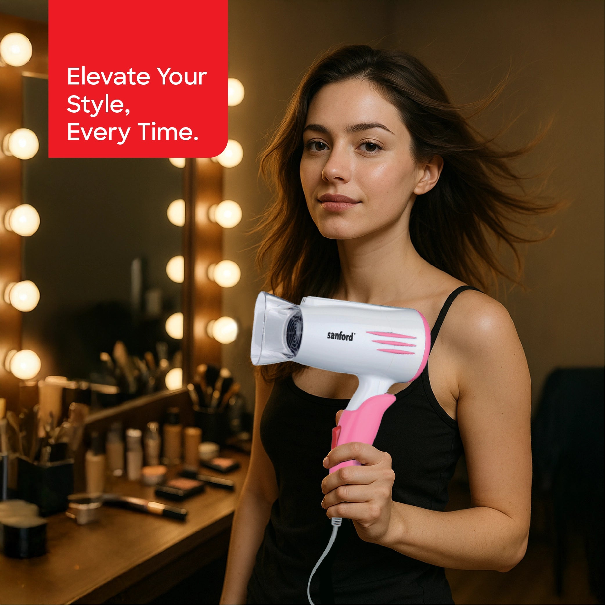 Sanford Foldable Travel Hair Dryer 1600W with Concentrator Nozzle & 2 Speeds - SF9680HD Sanford KSA