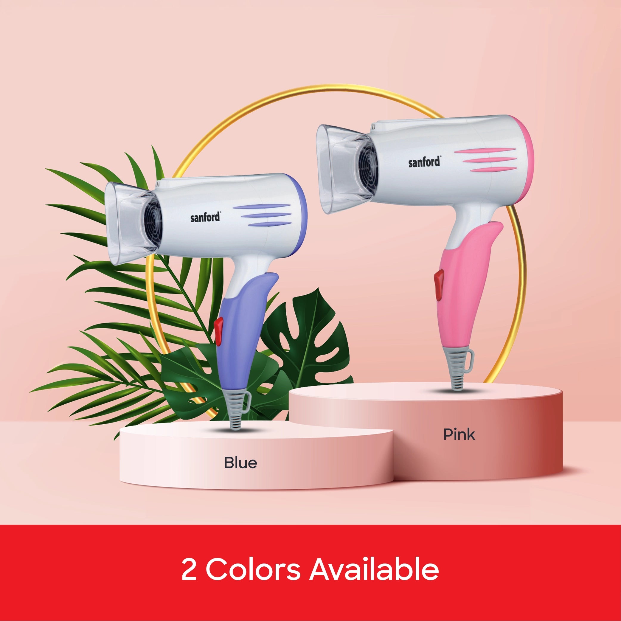 Sanford Foldable Travel Hair Dryer 1600W with Concentrator Nozzle & 2 Speeds - SF9680HD Sanford KSA