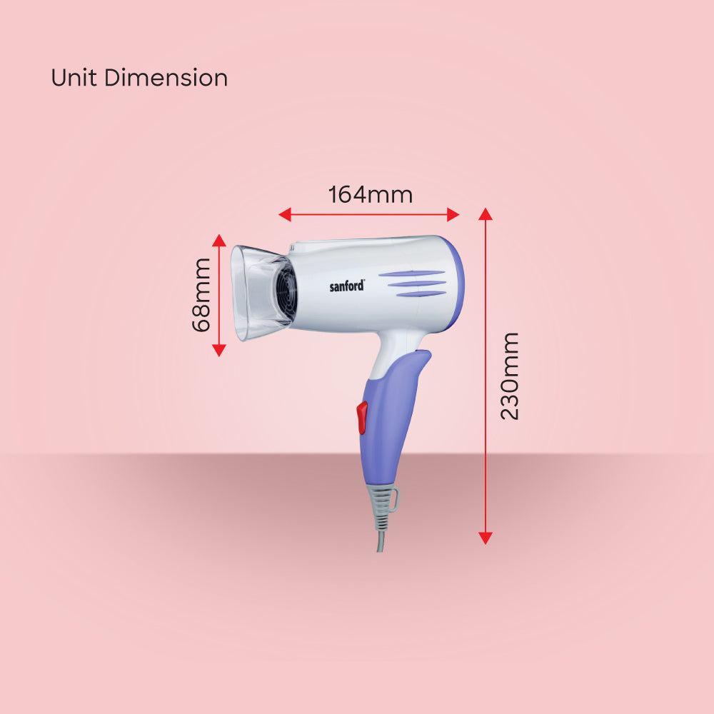 Sanford SF9680HD travel hair dryer in use demonstration
