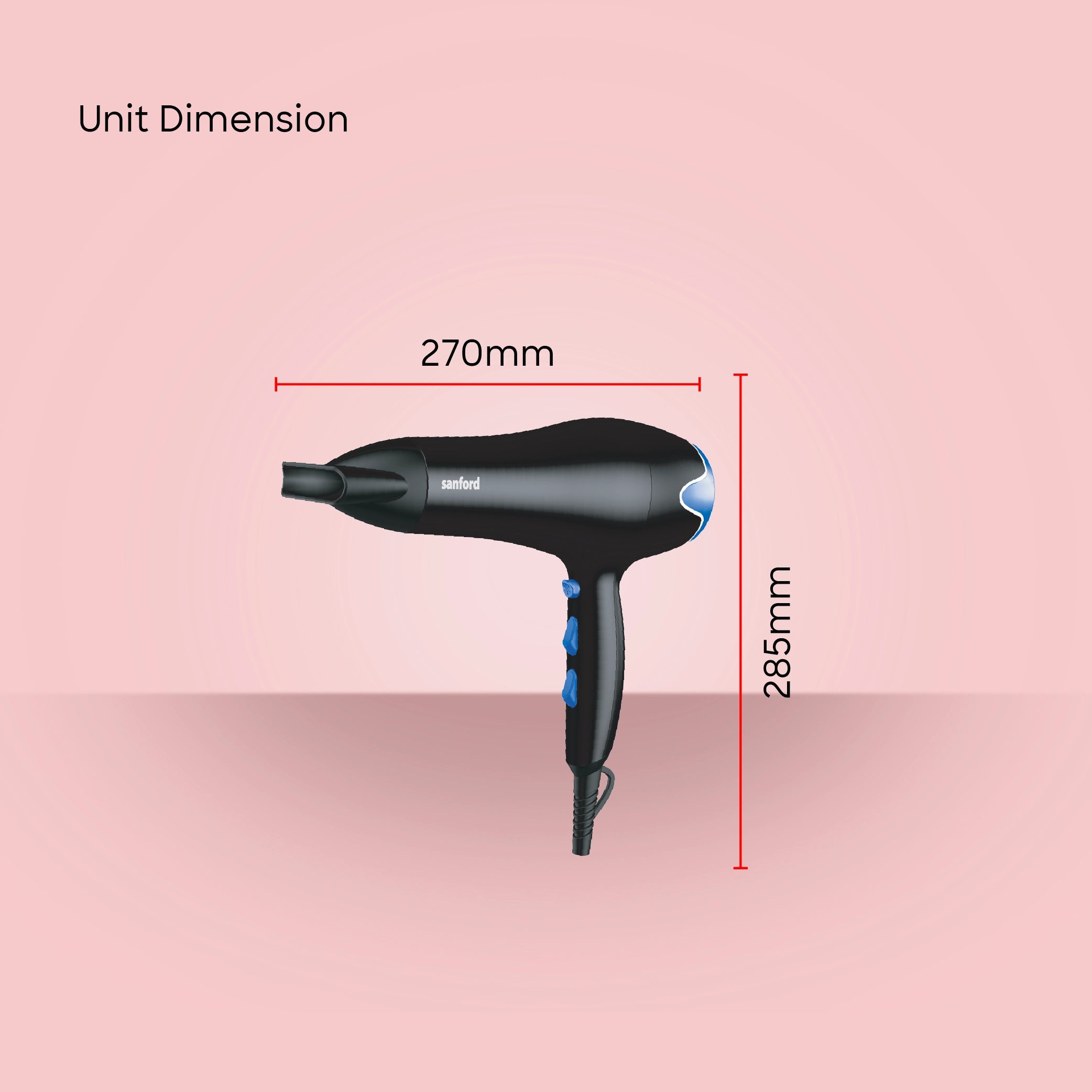 Sanford Hair Dryer KSA 2200W 2 Speed & 2 Heat, Cool Shot, Narrow Concentrator - SF9694HD Sanford KSA