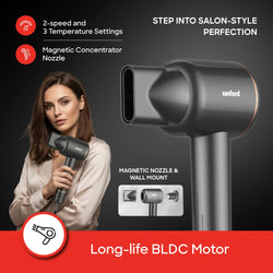 Sanford BLDC Hair Dryer with Magnetic Nozzle and 1600W Heating Power - SF9696HD