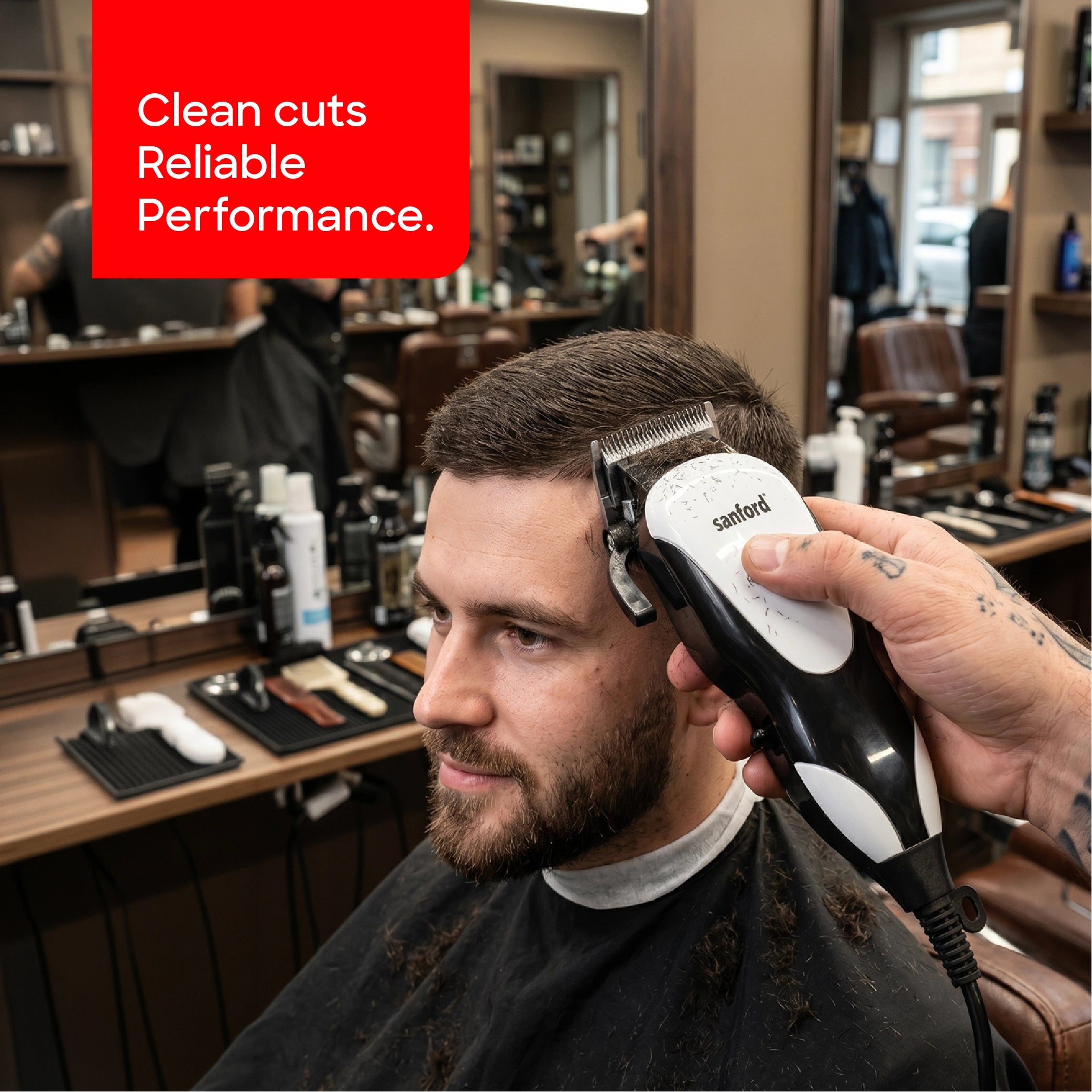 Sanford Hair Clipper Sharp Blade Adjustable Lever Clip On Comb 0.1mm Trim - SF9706HC Sanford KSA