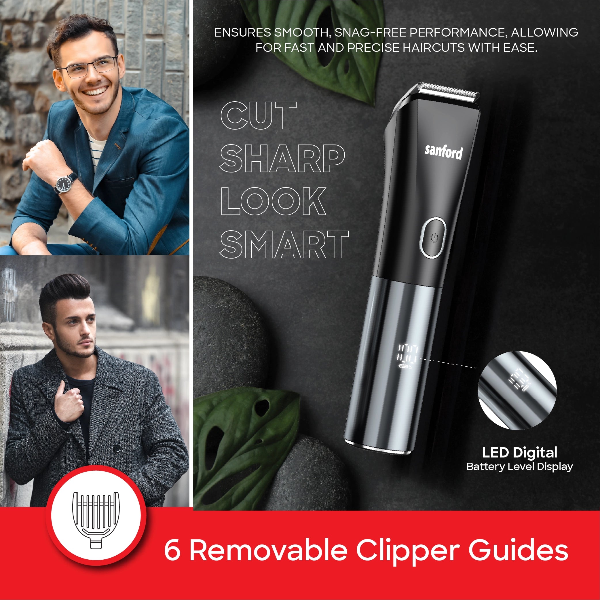Sanford Rechargeable Hair Clipper 11 in 1 Grooming Kit with LED Display - SF9711HC Sanford KSA