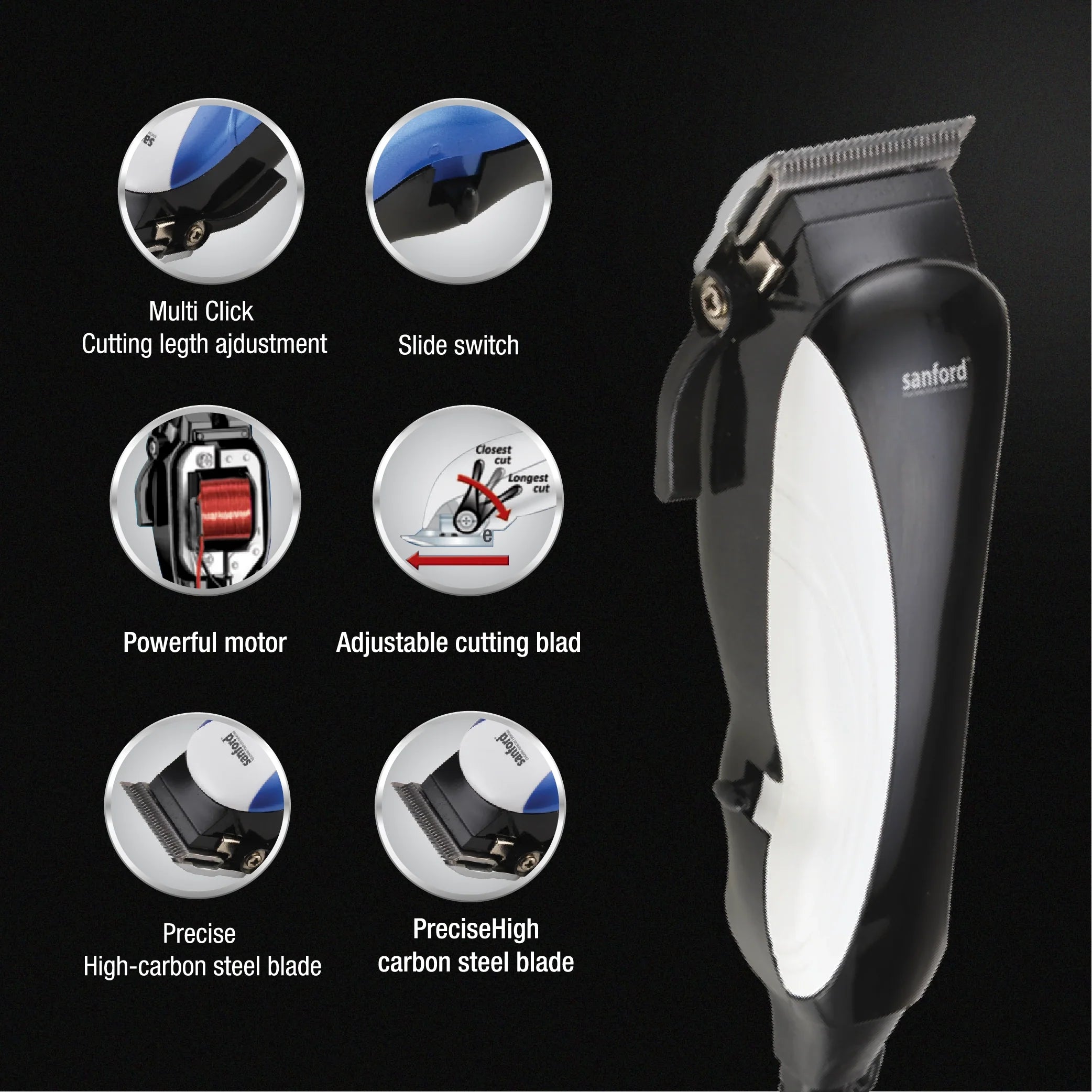 best rechargeable hair clipper adjustable multi cut steel blade sanford 4
