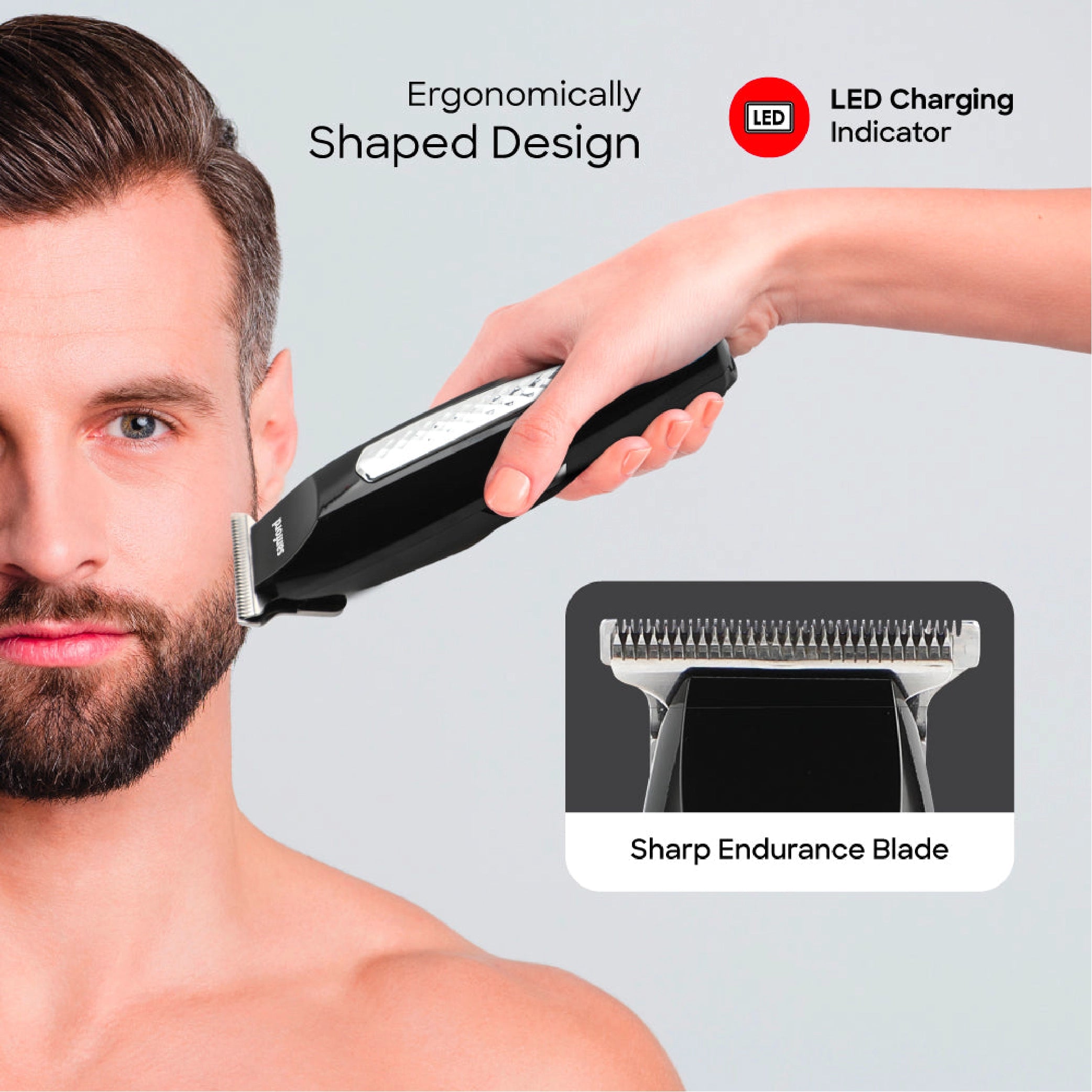 Sanford Hair & Beard Clipper with 90 Min Runtime LED Indicator and Stainless Steel Precision Blades - SF9741HC Sanford KSA