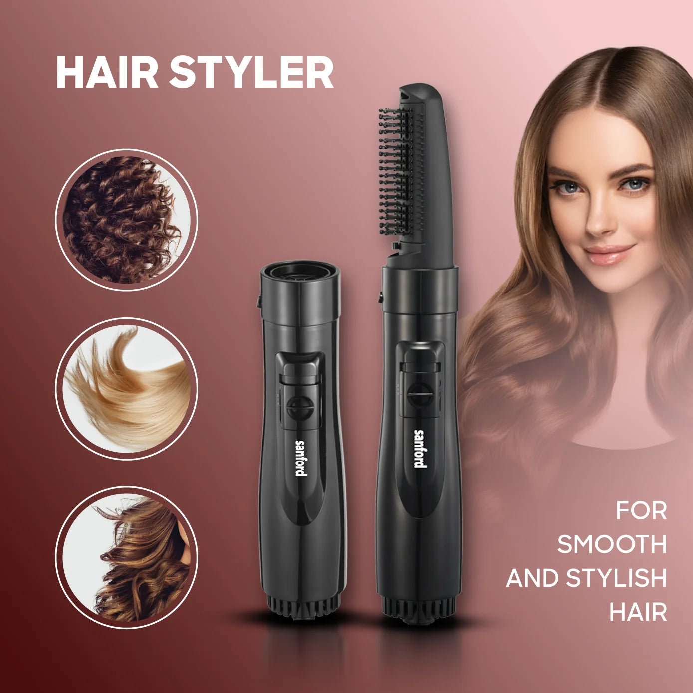 hair styler with dryer detachable comb 1000W sanford 5