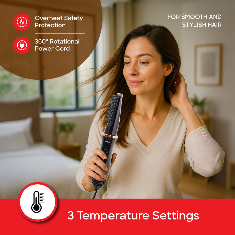 Sanford 2-in-1 Hot Air Hair Styler 800W with Detachable Comb & 3 Heat Settings - SF9751HS Sanford KSA