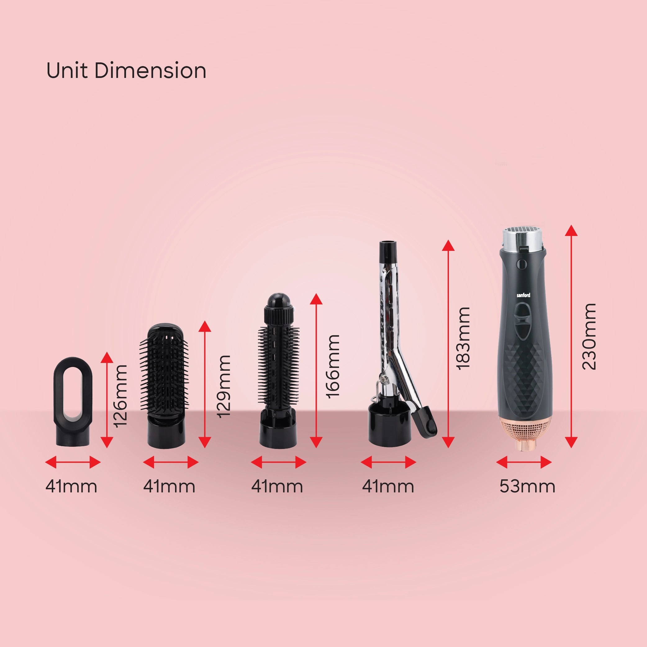 Sanford Hair Styler KSA 5 in 1 with 4 Attachments 800W - SF9753HS Sanford KSA