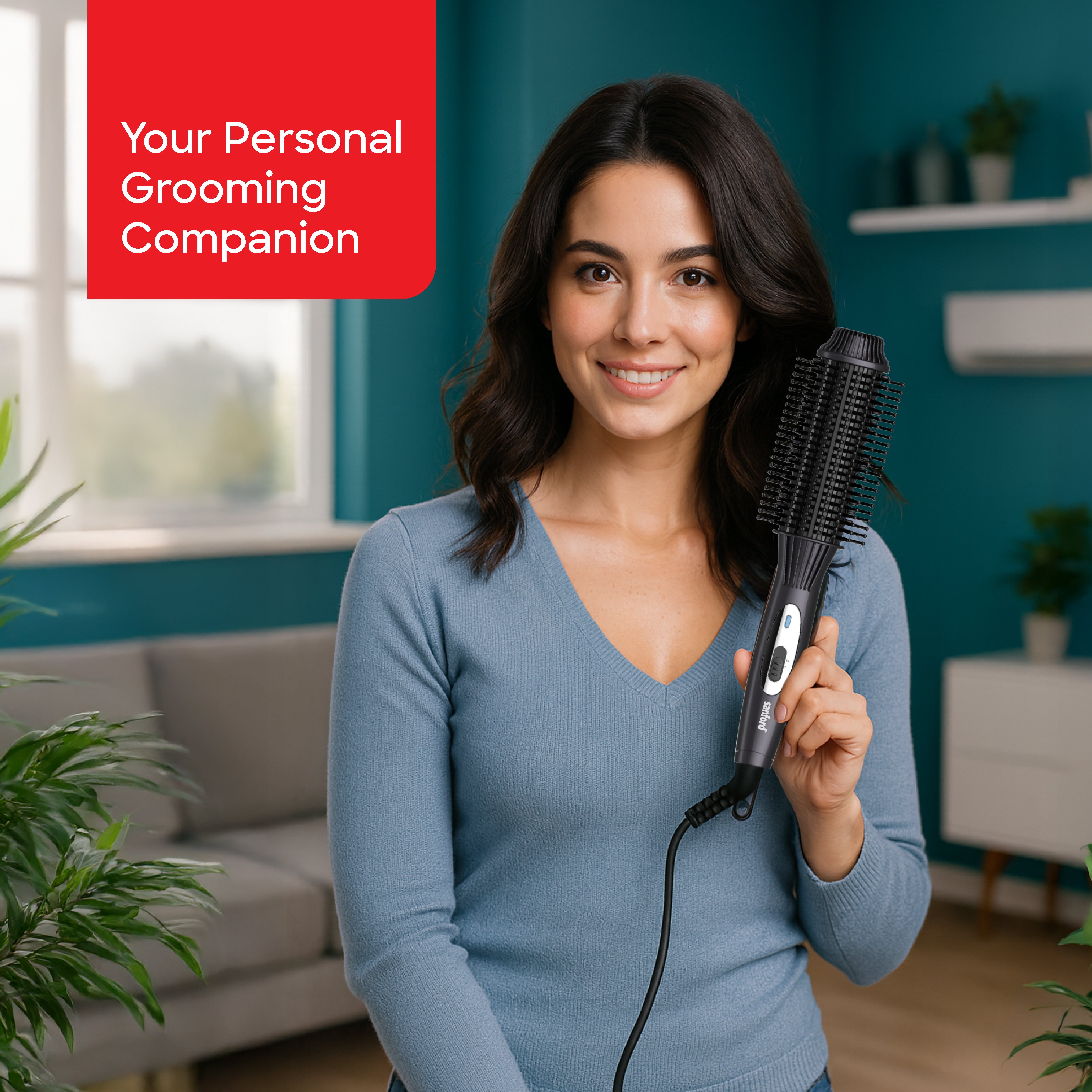 Sanford Heated Hair Styling Brush 28W with Ceramic Ion Technology & Dual Temperature - SF9767HS Sanford KSA