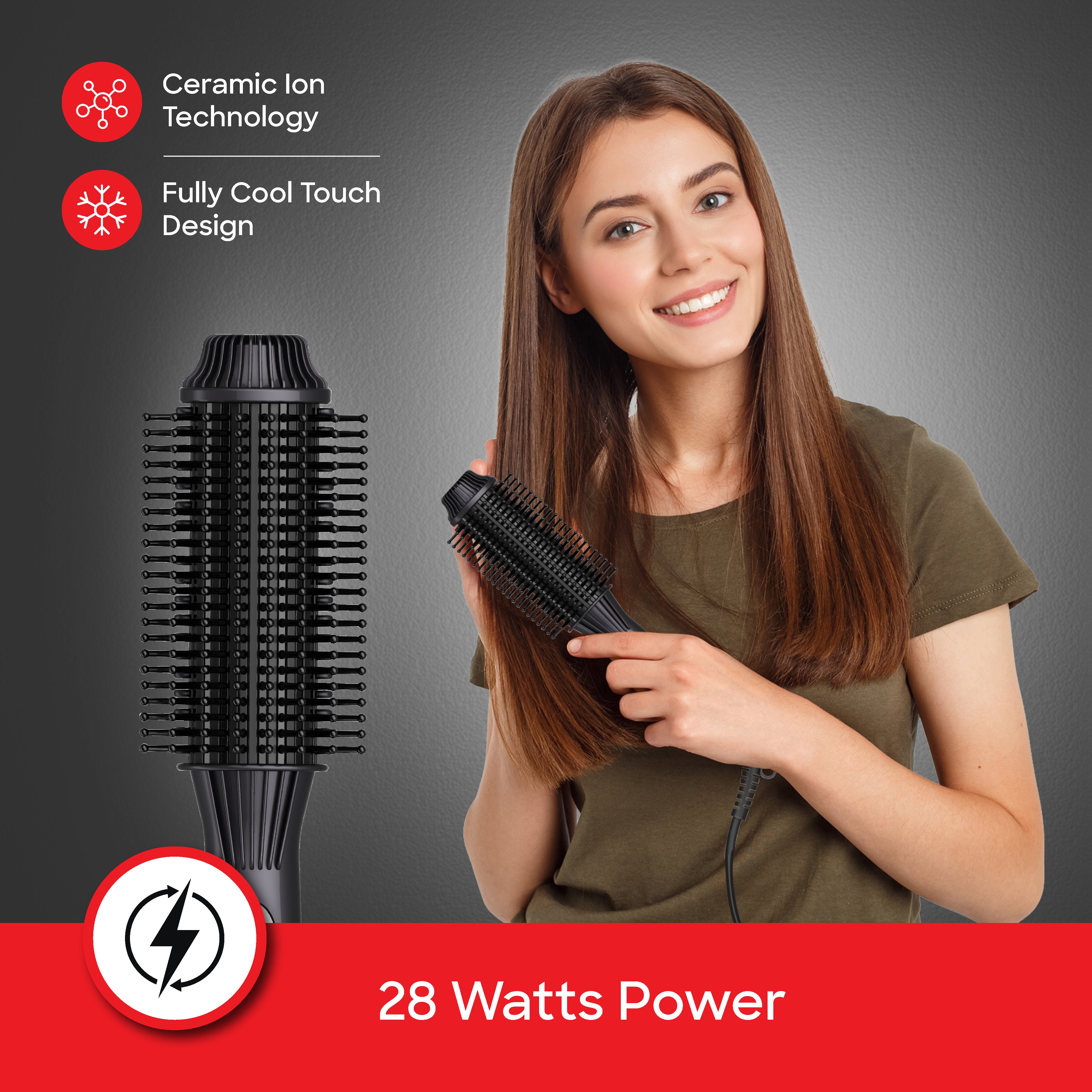 Sanford Heated Hair Styling Brush 28W with Ceramic Ion Technology & Dual Temperature - SF9767HS Sanford KSA
