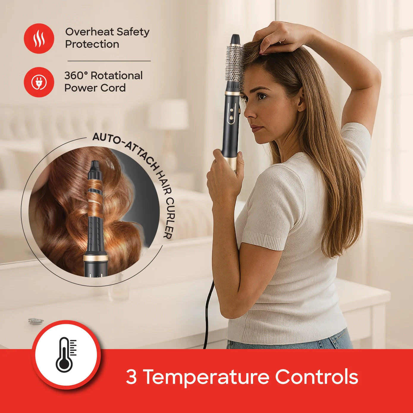 hair styler 5 in 1 auto curling wand multiple attachments sanford 3