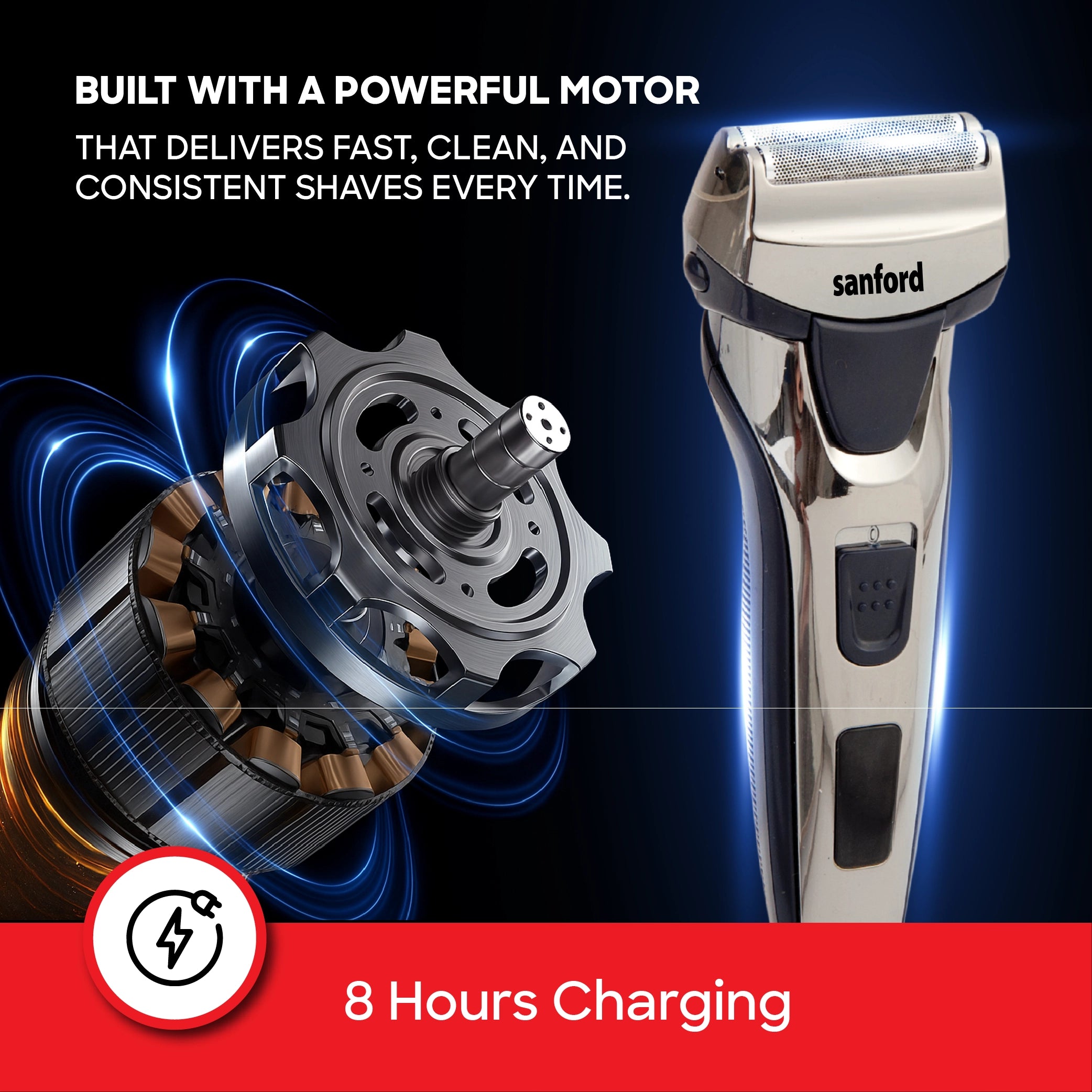 Sanford Men Shaver KSA Rechargeable 2 Reciprocating Blades - SF9808MS Sanford KSA