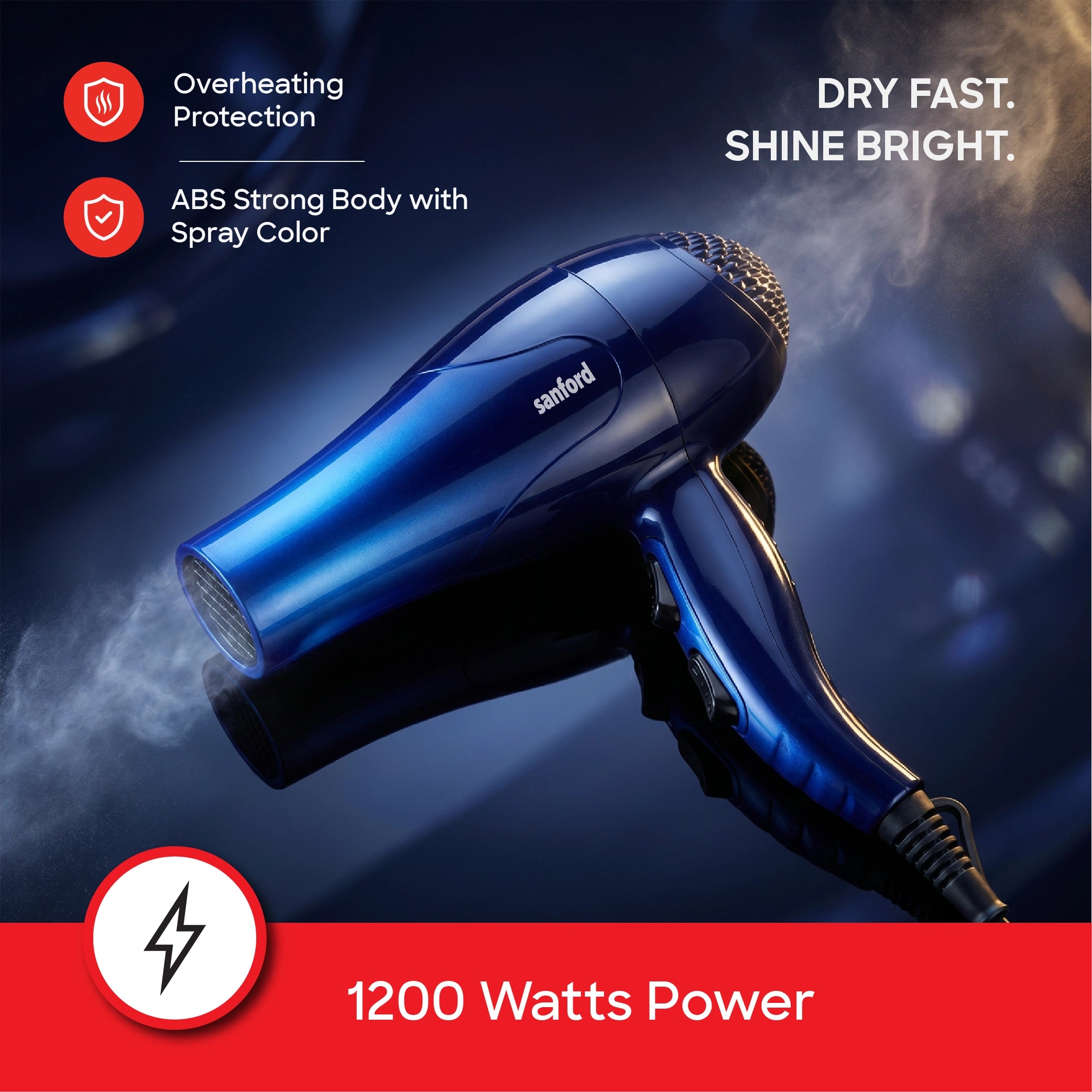 Sanford Hair Dryer KSA 1200W 2 Speed & 3 Heat Levels - SF984HD Sanford KSA