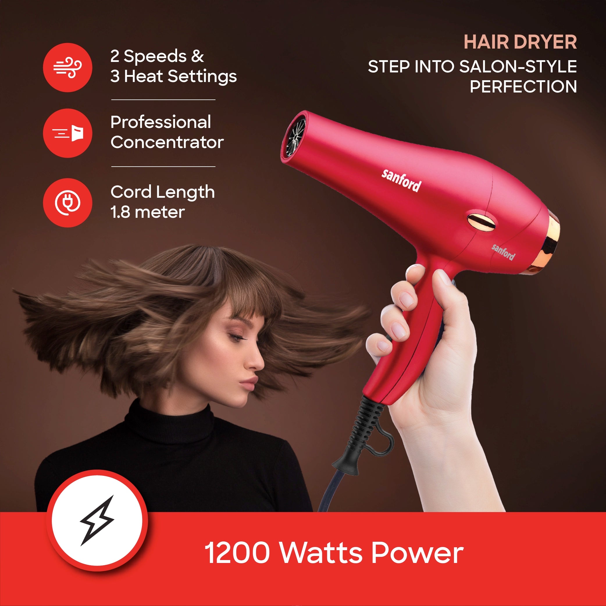 Sanford Hair Care Combo KSA 2 in 1 Hair Dryer & Straightener - SF985PCC Sanford KSA