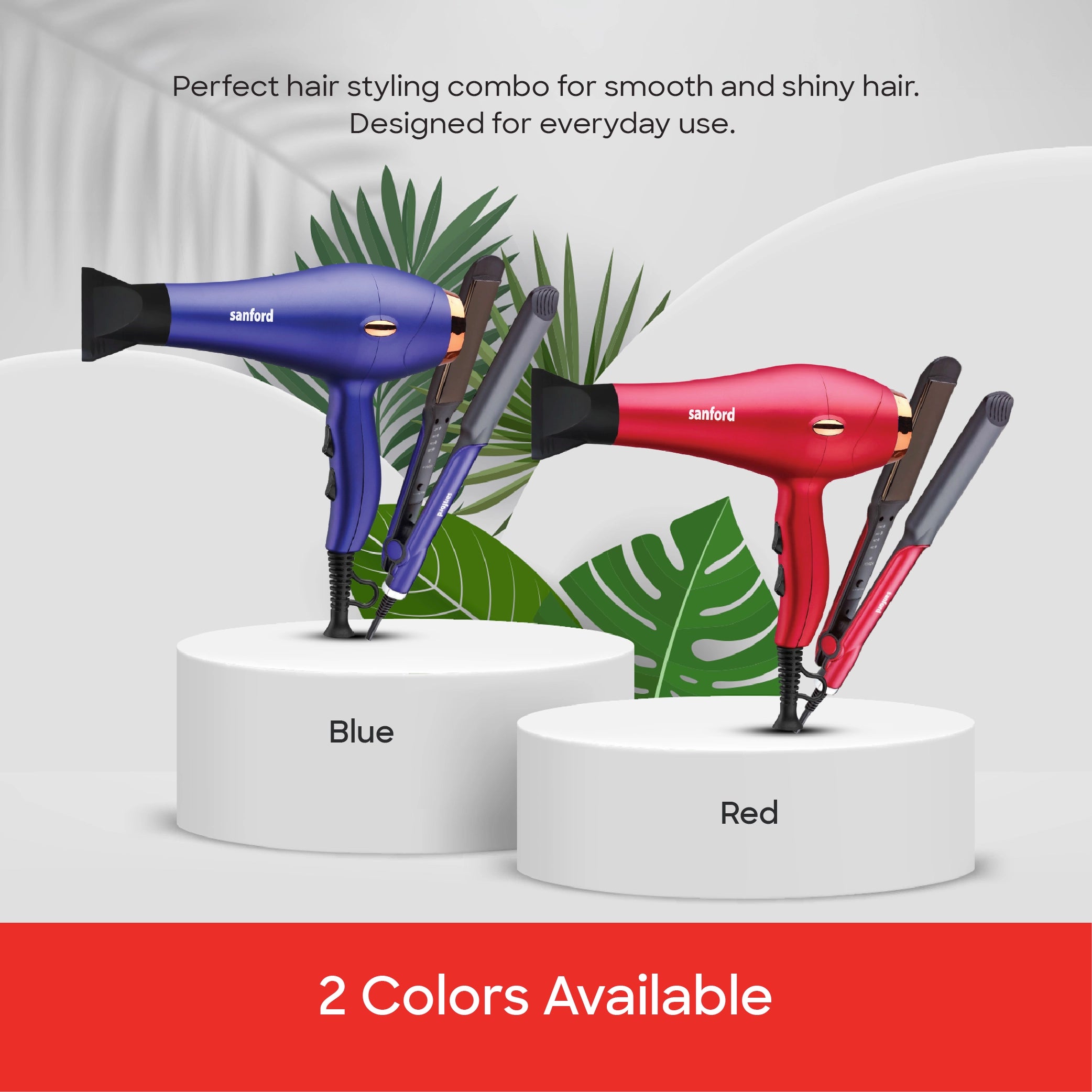 Sanford Hair Care Combo KSA 2 in 1 Hair Dryer & Straightener - SF985PCC Sanford KSA