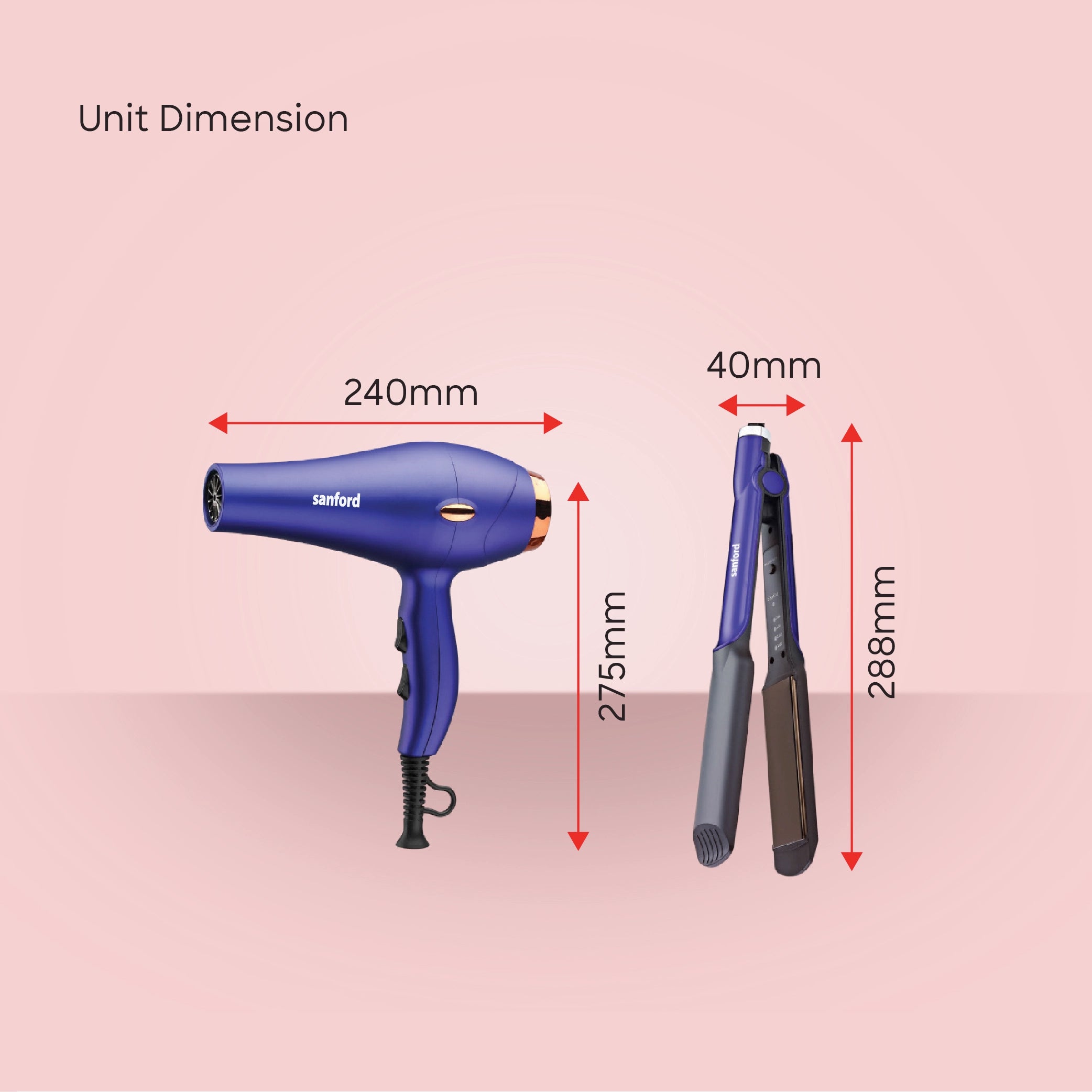 Sanford Hair Care Combo KSA 2 in 1 Hair Dryer & Straightener - SF985PCC Sanford KSA