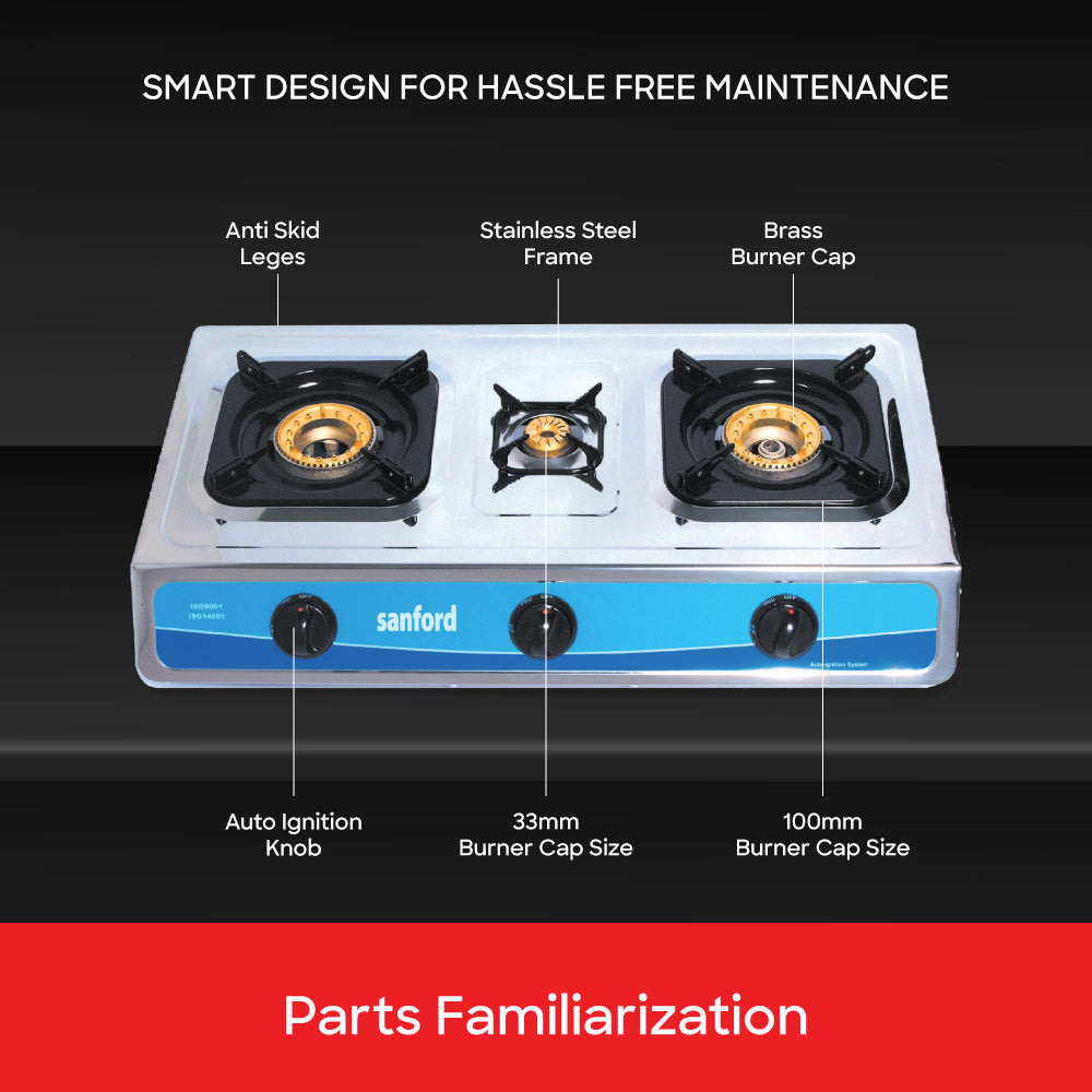 Sanford SF5310GC stainless steel stove side profile