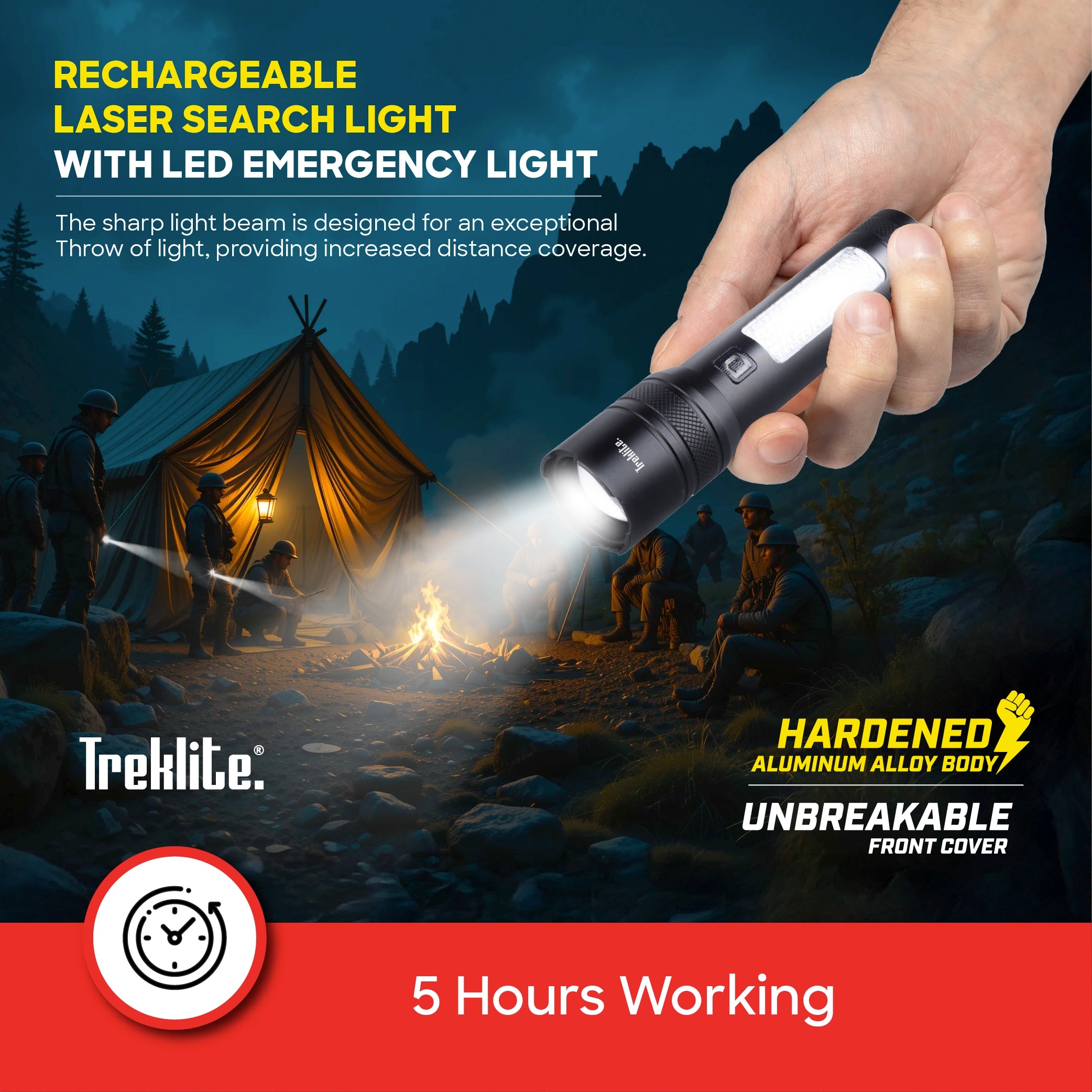 Treklite Laser Search Light Rechargeable 15W LED 2000m Range - TL100SL Sanford KSA
