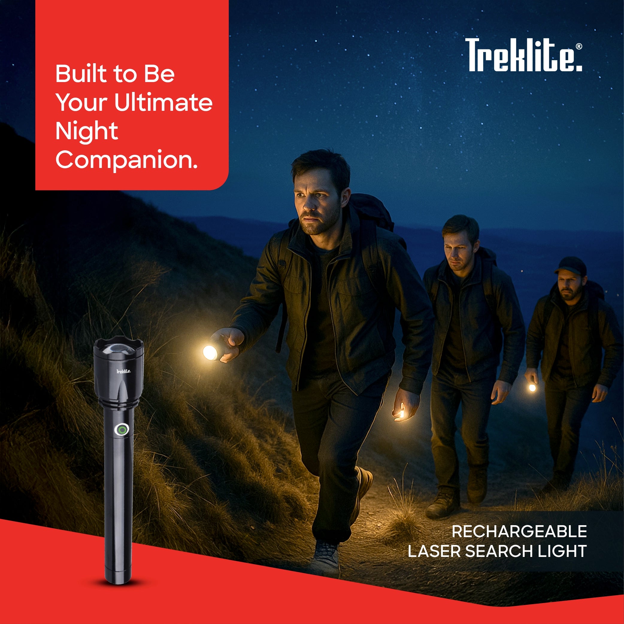Treklite Rechargeable LED Flashlight with Zoom Function and Unbreakable Body - TL102SL Sanford KSA