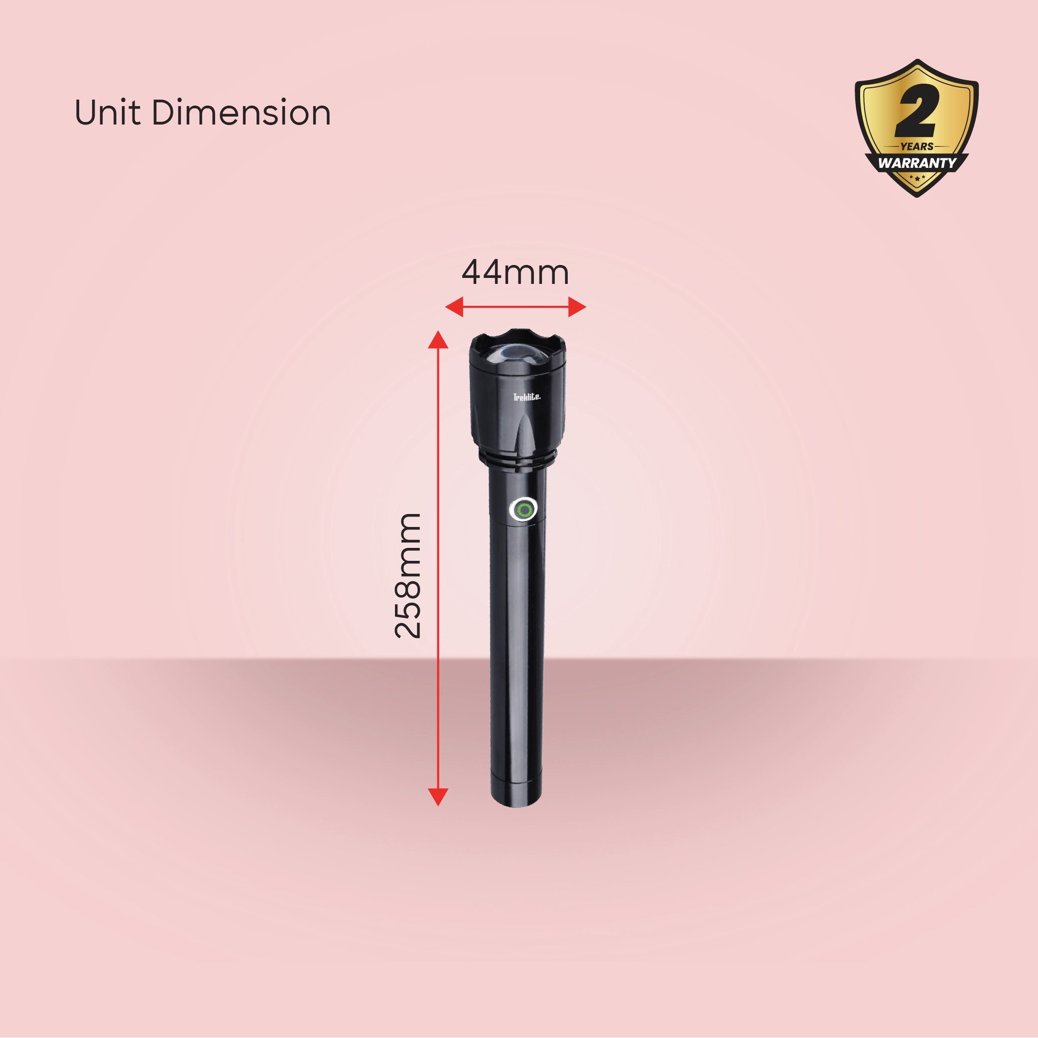 Treklite Rechargeable LED Flashlight with Zoom Function and Unbreakable Body - TL102SL Sanford KSA