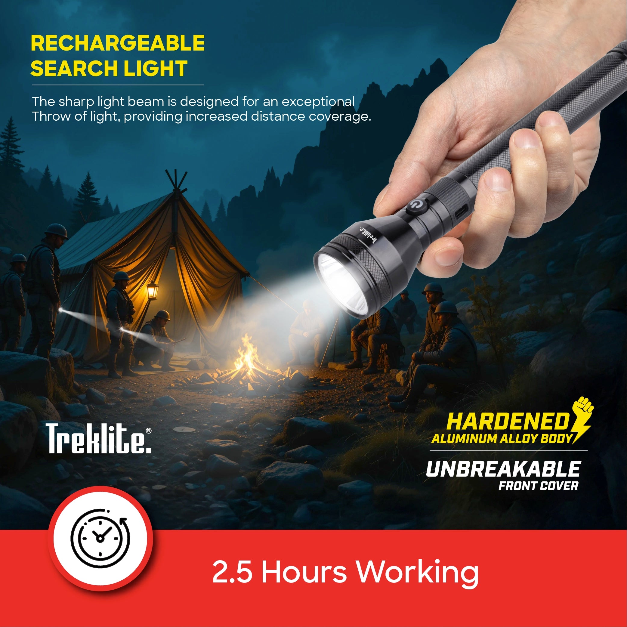 Treklite LED Flashlight Torch 10W Rechargeable USB-C 2500m Range 1000 Lumens High Power - TL200SL Sanford KSA