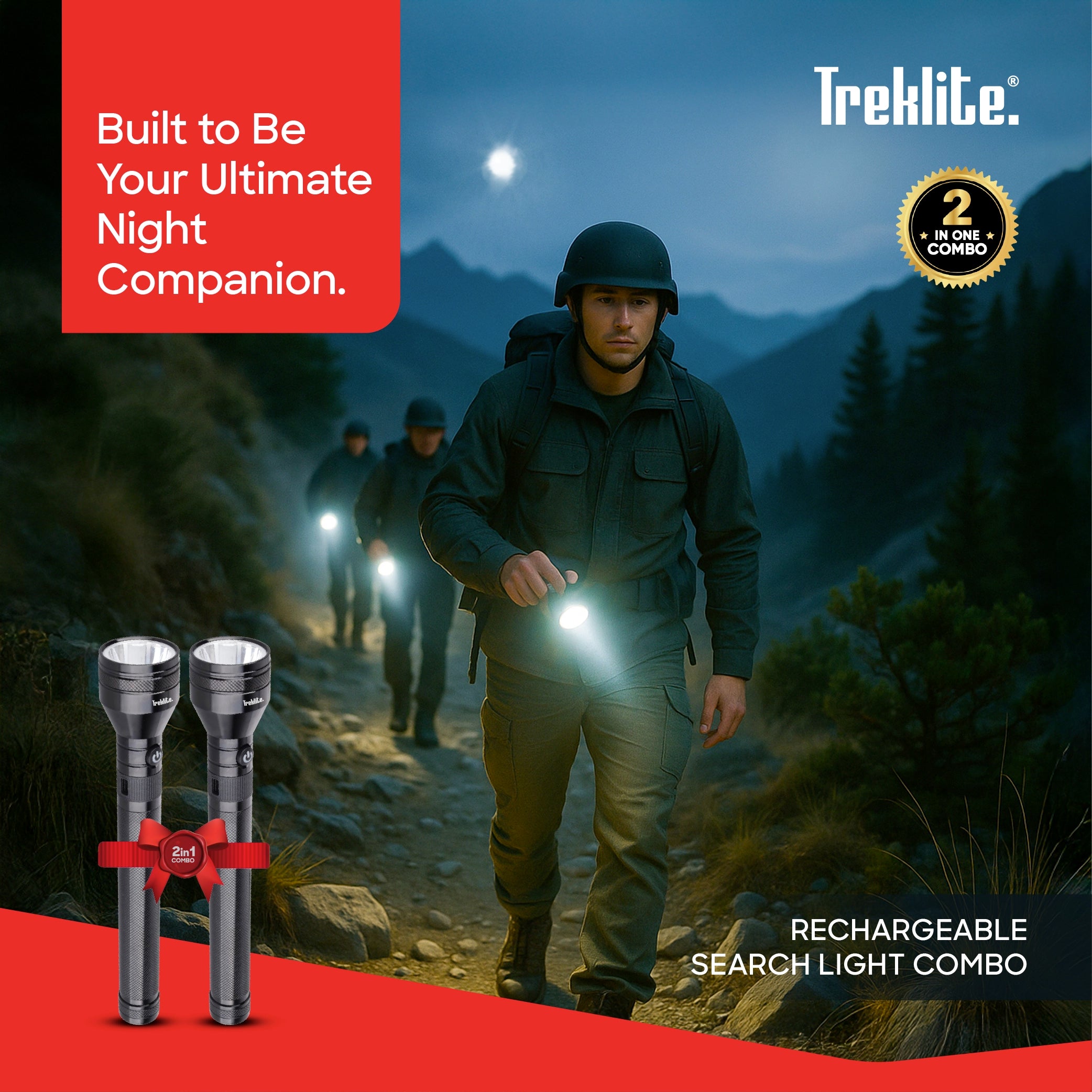 Treklite 2-in-1 Rechargeable LED Flashlight Torch Combo 10W 2500m Long Range - TL201SLC Sanford KSA