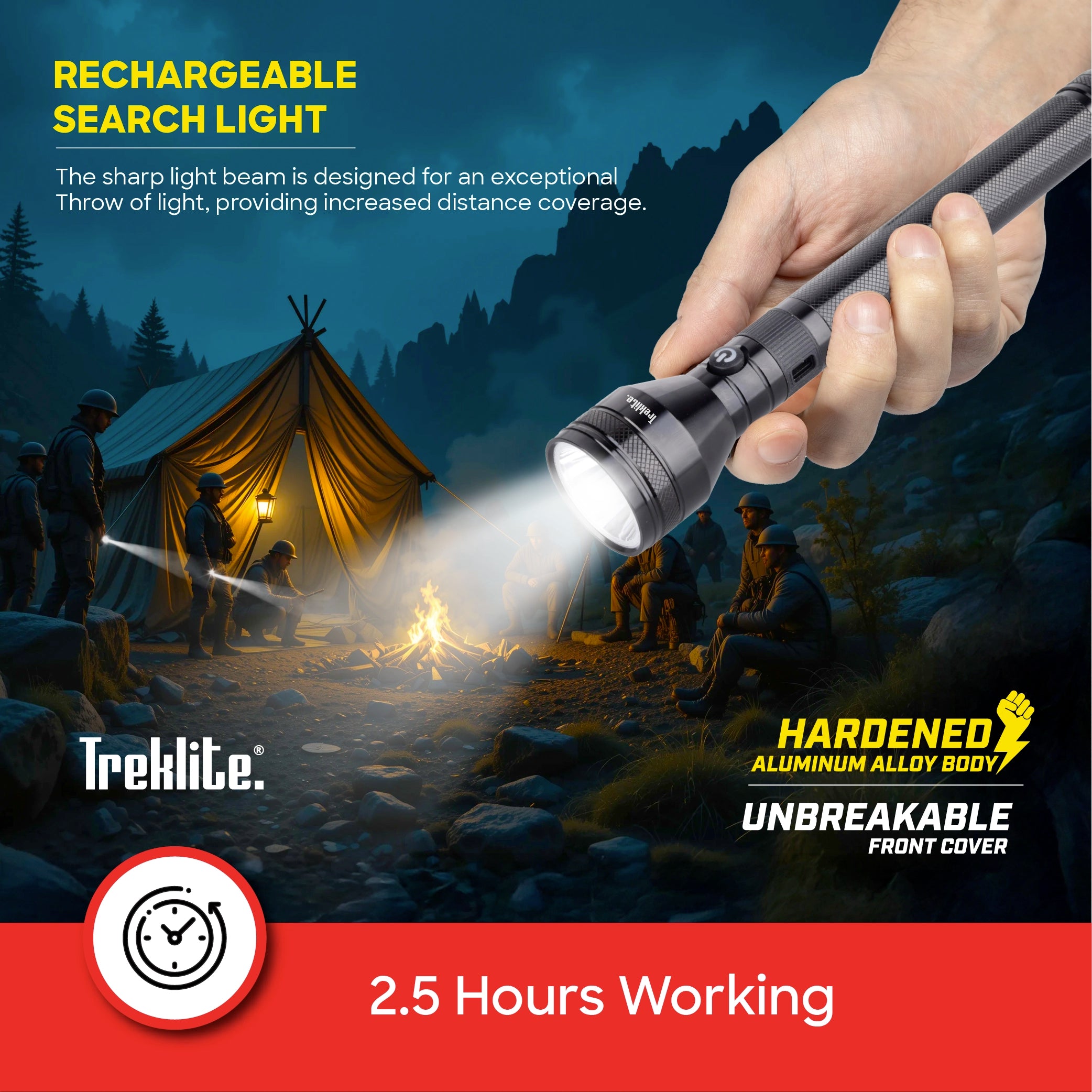 Treklite 2-in-1 Rechargeable LED Flashlight Torch Combo 10W 2500m Long Range - TL201SLC Sanford KSA