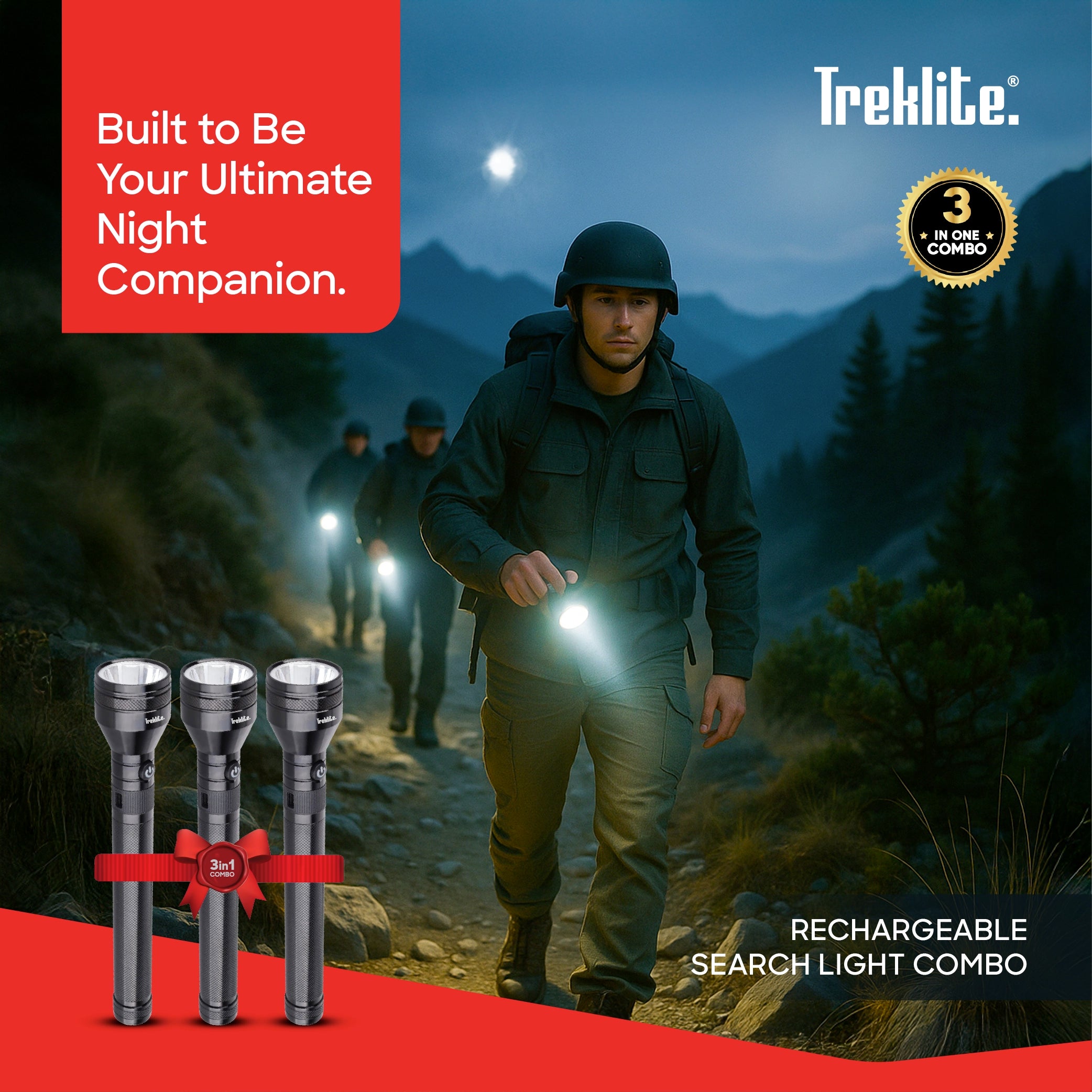 Treklite LED Search Light Combo 3 in One Rechargeable 1000 Lumens - TL202SLC Sanford KSA
